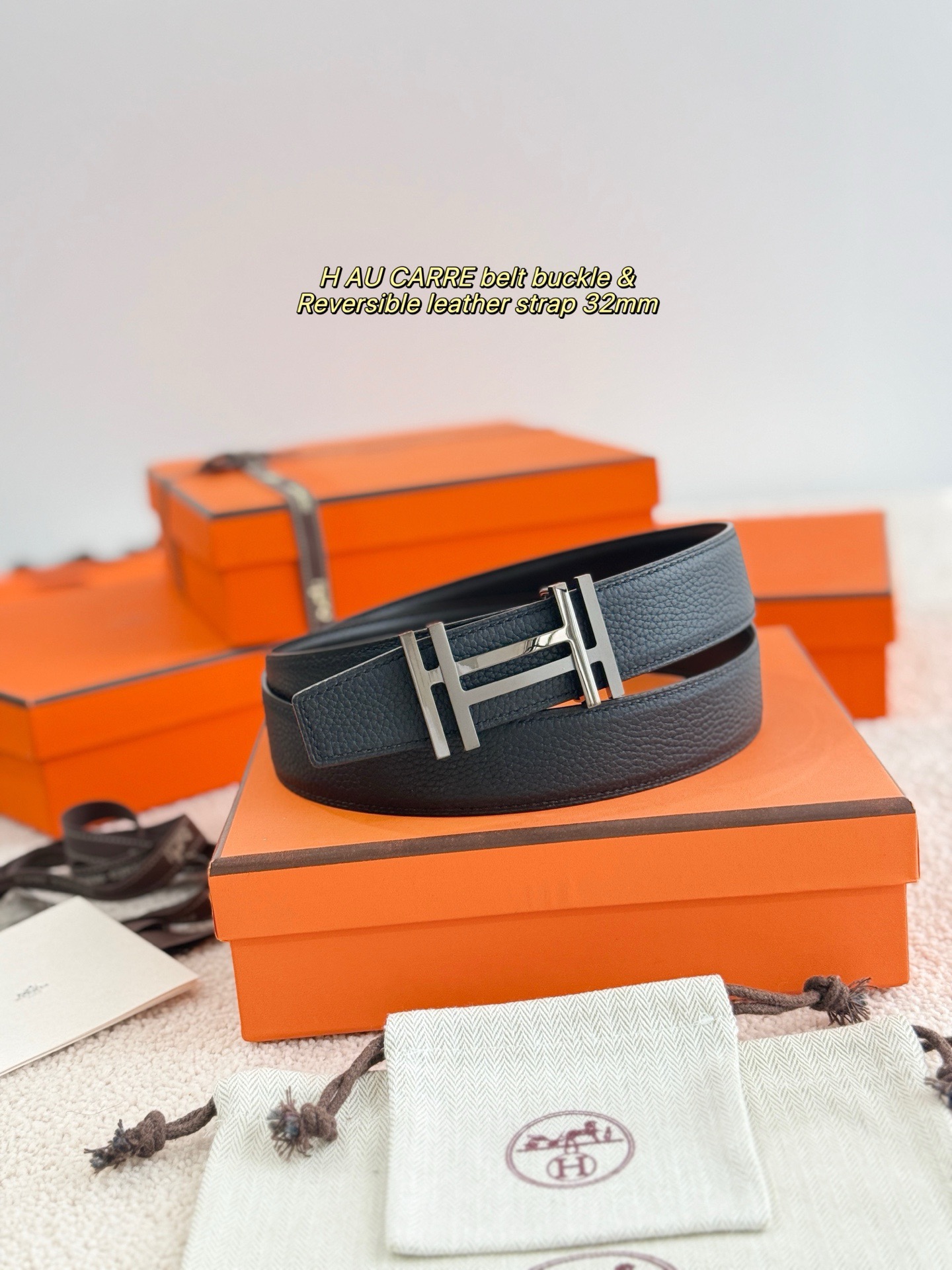 Hermes 에르메스 H AU CARRE 토고 리버서블 가죽 벨트 32mm 2