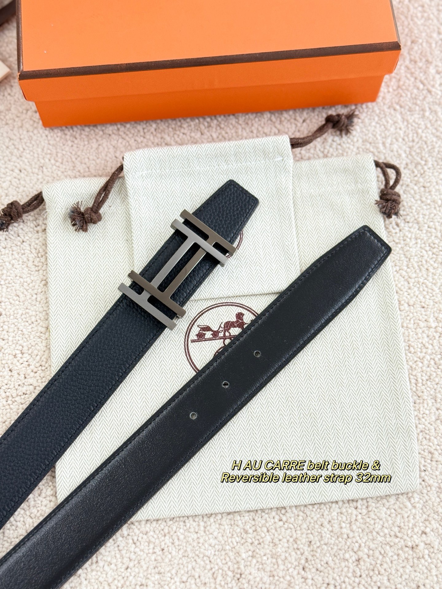 Hermes 에르메스 H AU CARRE 토고 리버서블 가죽 벨트 32mm 6