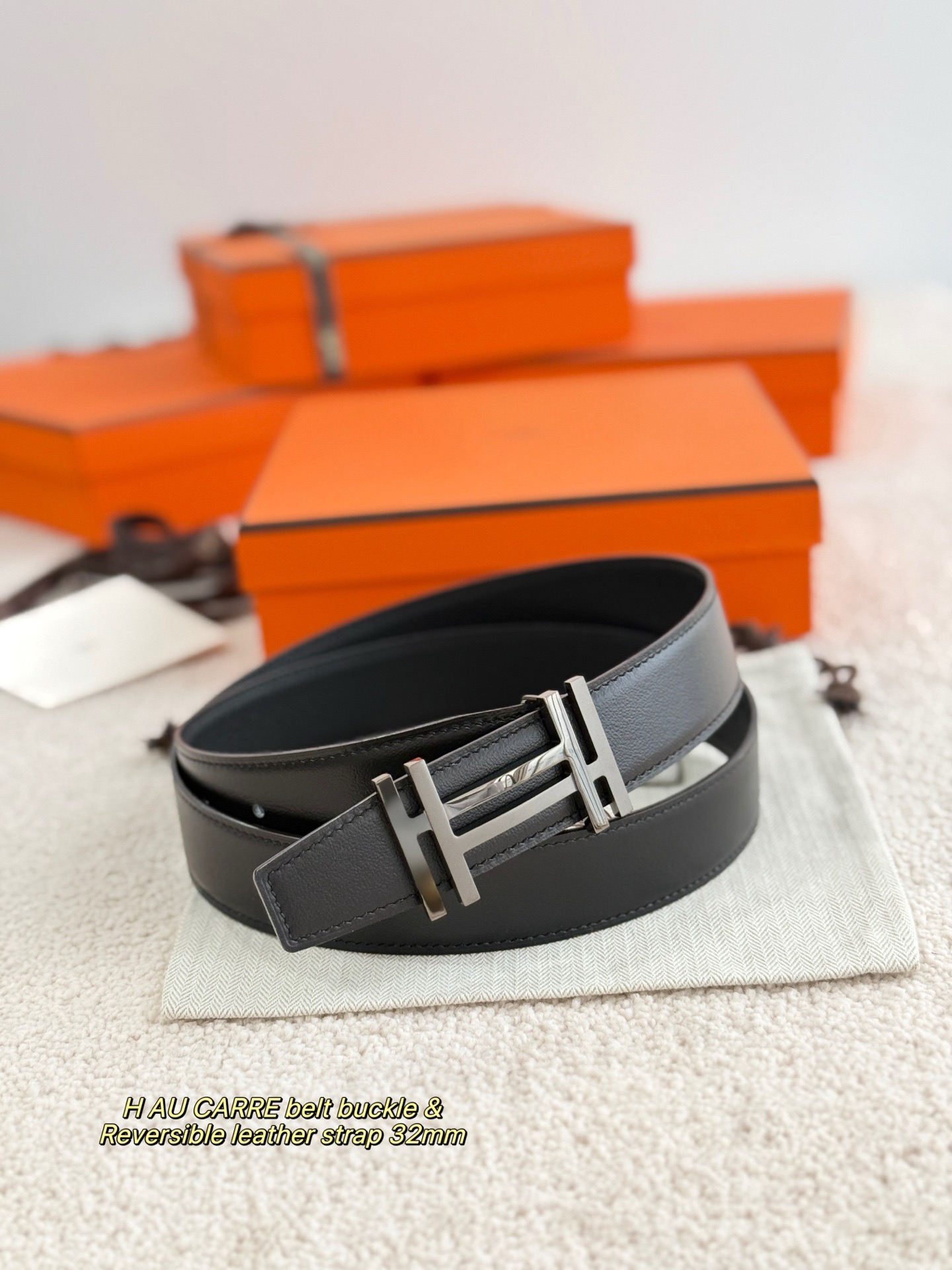 Hermes 에르메스 H AU CARRE 토고 리버서블 가죽 벨트 32mm 7
