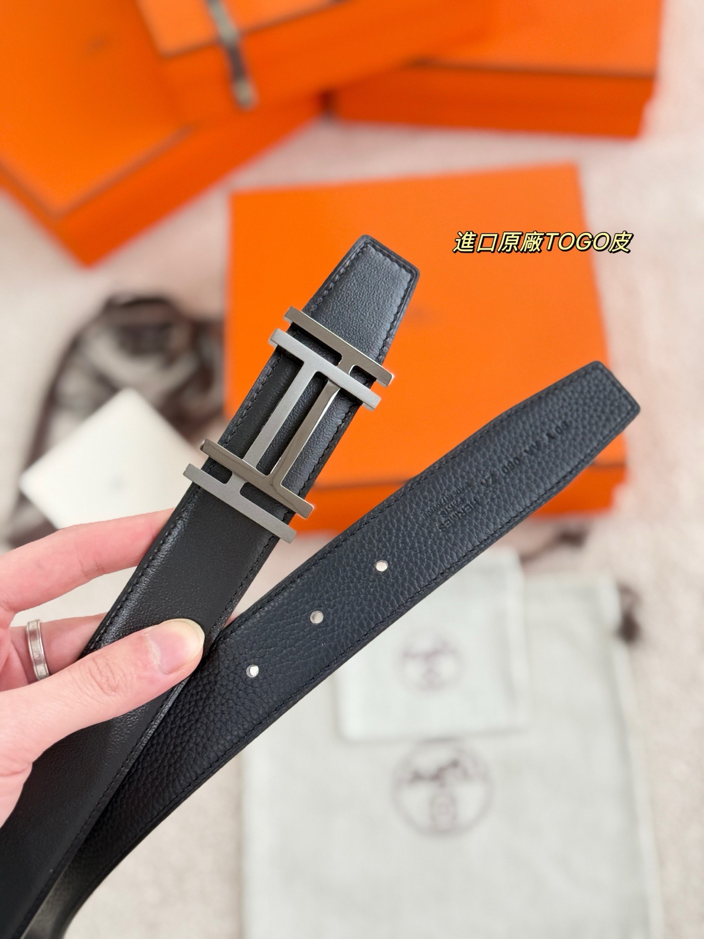 Hermes 에르메스 H AU CARRE 토고 리버서블 가죽 벨트 32mm 8