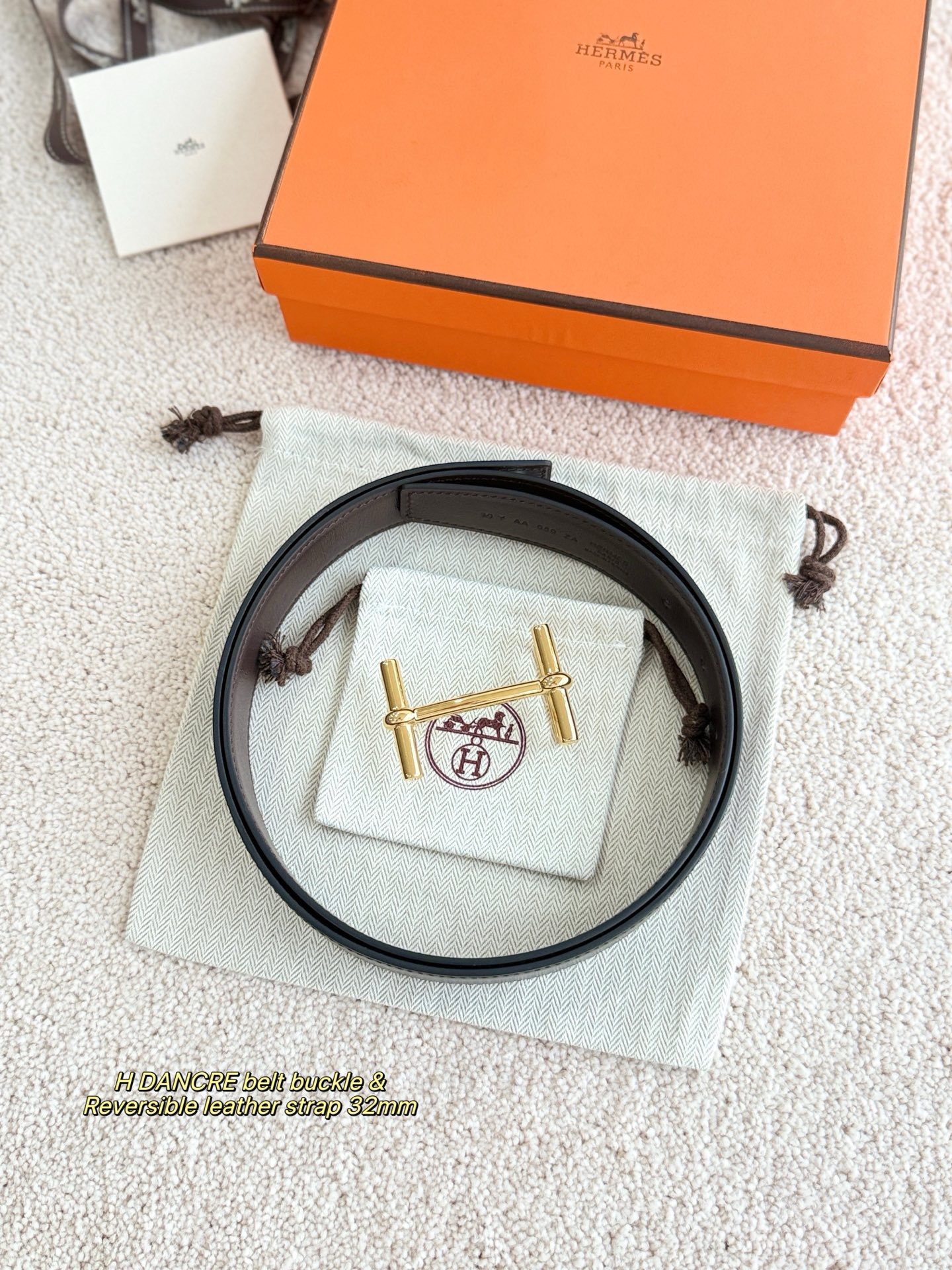 Hermes 에르메스 H AU CARRE 양면 가죽 벨트 32mm 2