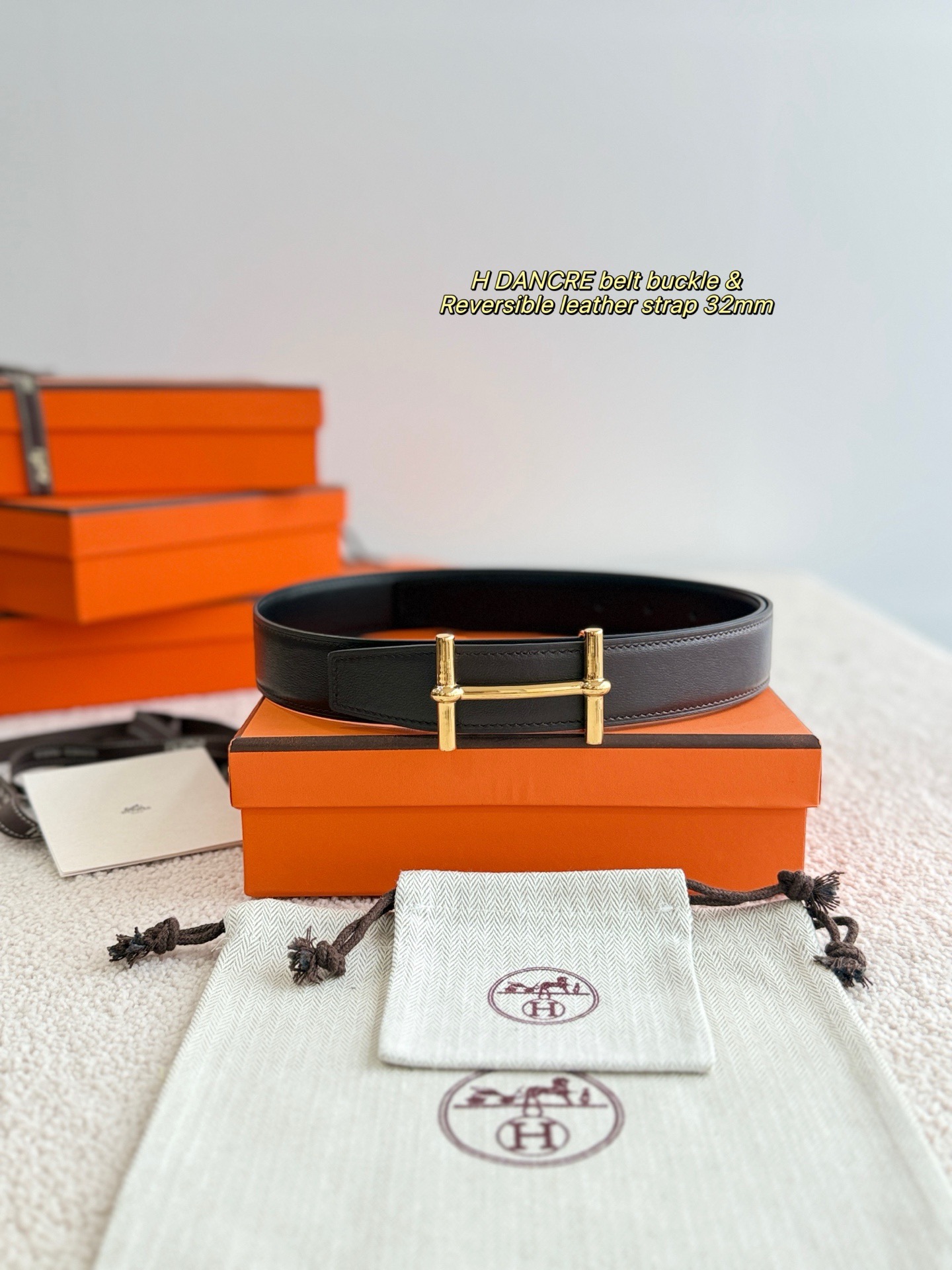 Hermes 에르메스 H AU CARRE 양면 가죽 벨트 32mm 3