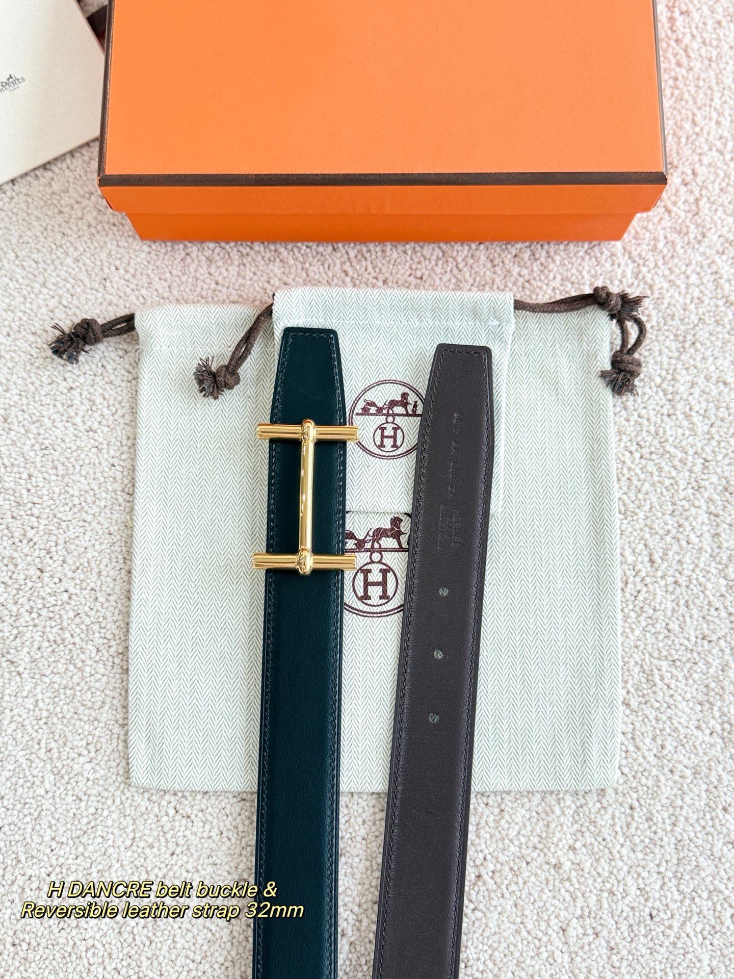 Hermes 에르메스 H AU CARRE 양면 가죽 벨트 32mm 8
