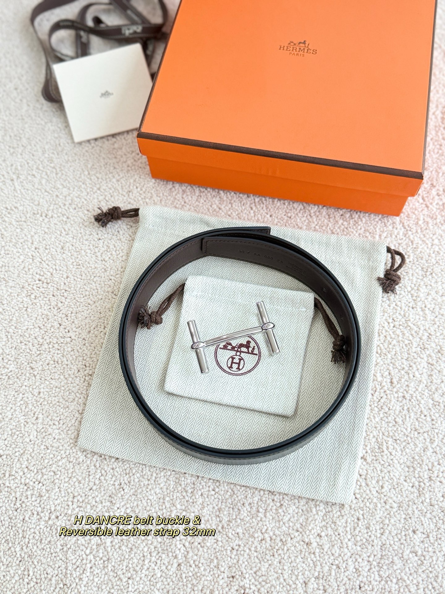 Hermes 에르메스 H AU CARRE 양면 가죽 벨트 32mm 2