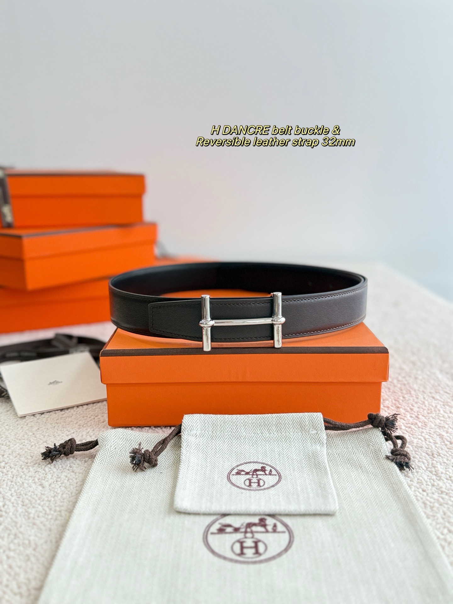 Hermes 에르메스 H AU CARRE 양면 가죽 벨트 32mm 3