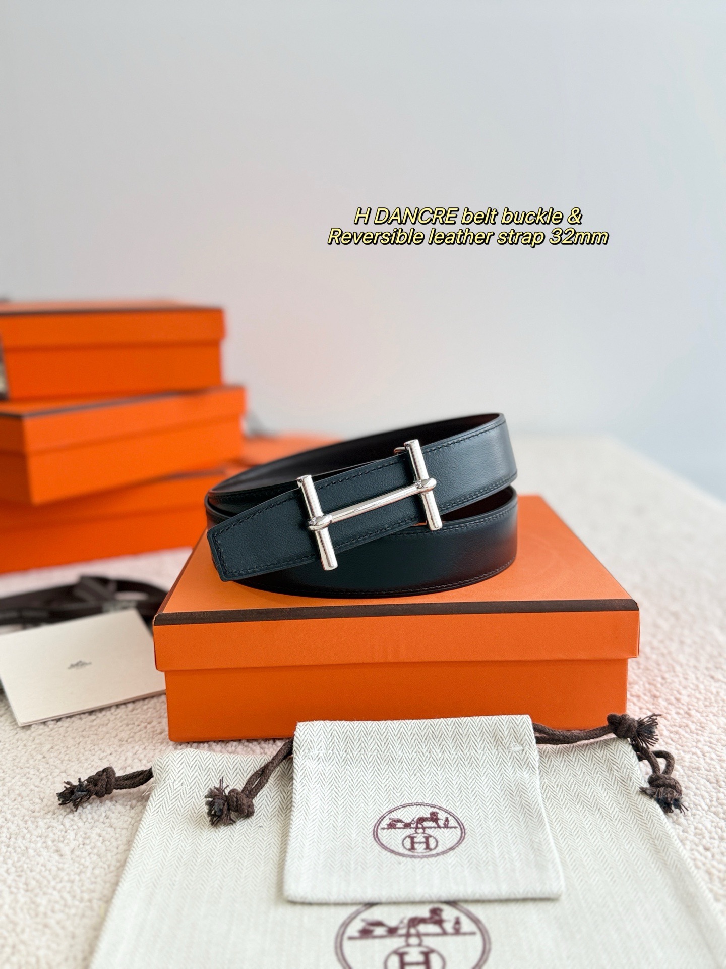 Hermes 에르메스 H AU CARRE 양면 가죽 벨트 32mm 8