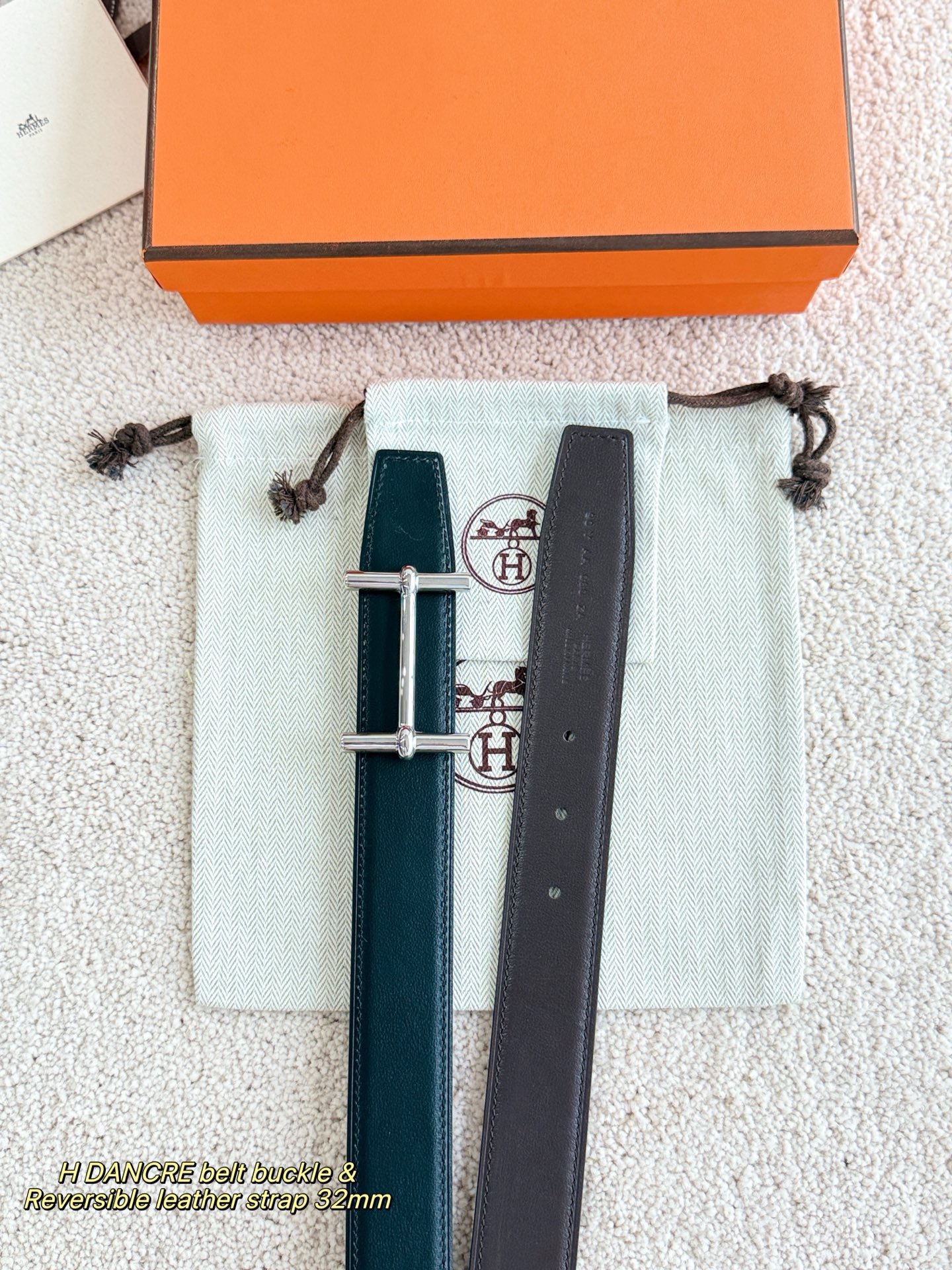 Hermes 에르메스 H AU CARRE 양면 가죽 벨트 32mm 9
