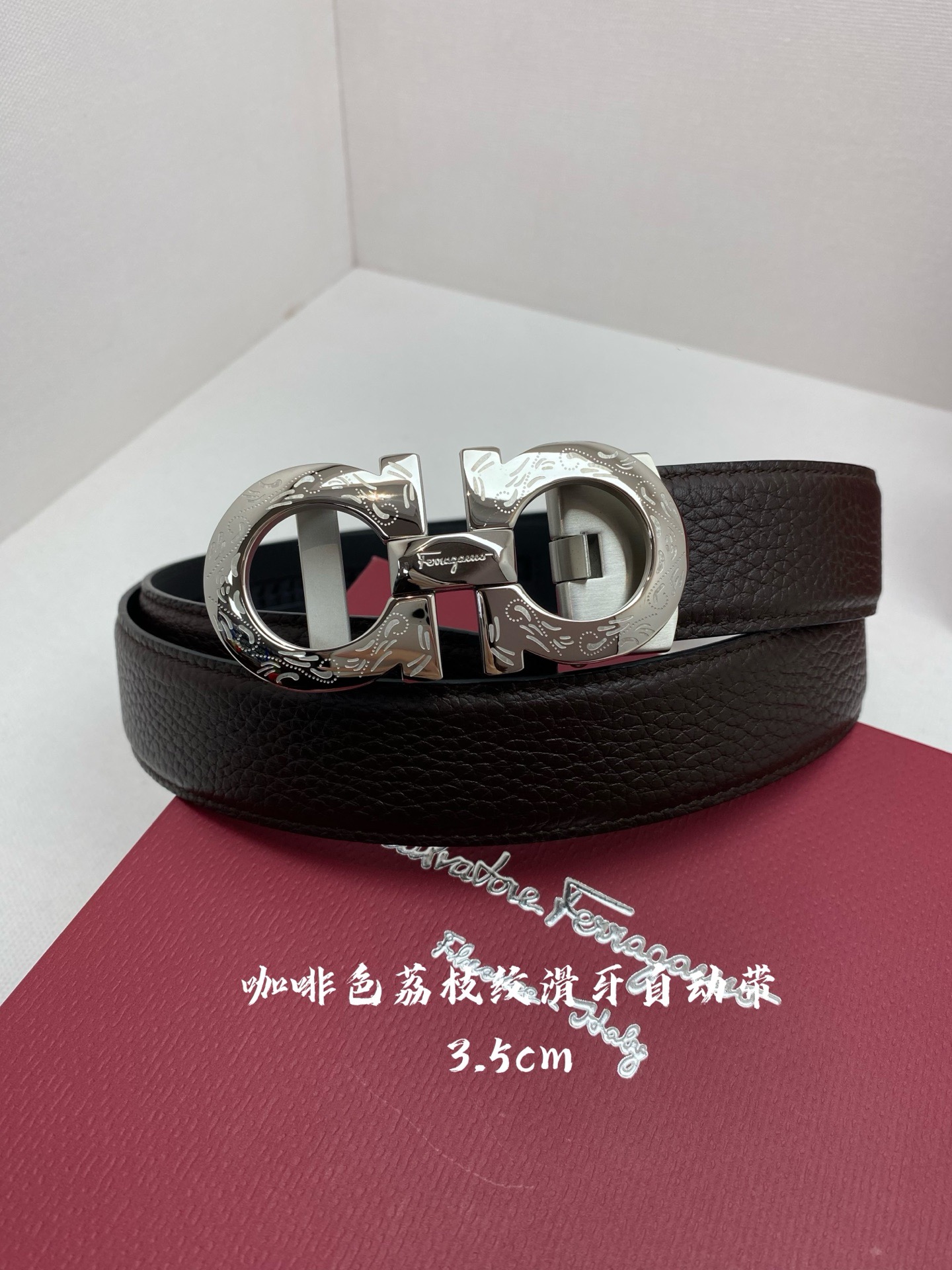 Ferragamo 페라가모 남성 자동 버클 가죽 벨트 2