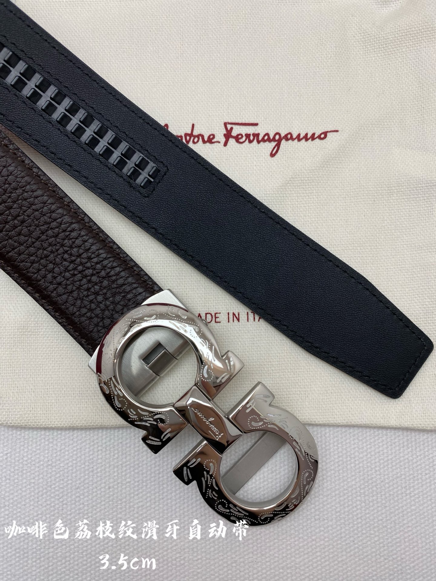 Ferragamo 페라가모 남성 자동 버클 가죽 벨트 5