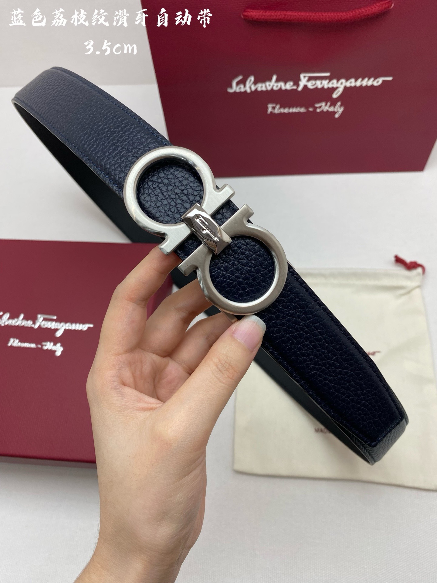 Ferragamo 페라가모 남성 자동 버클 가죽 벨트 3