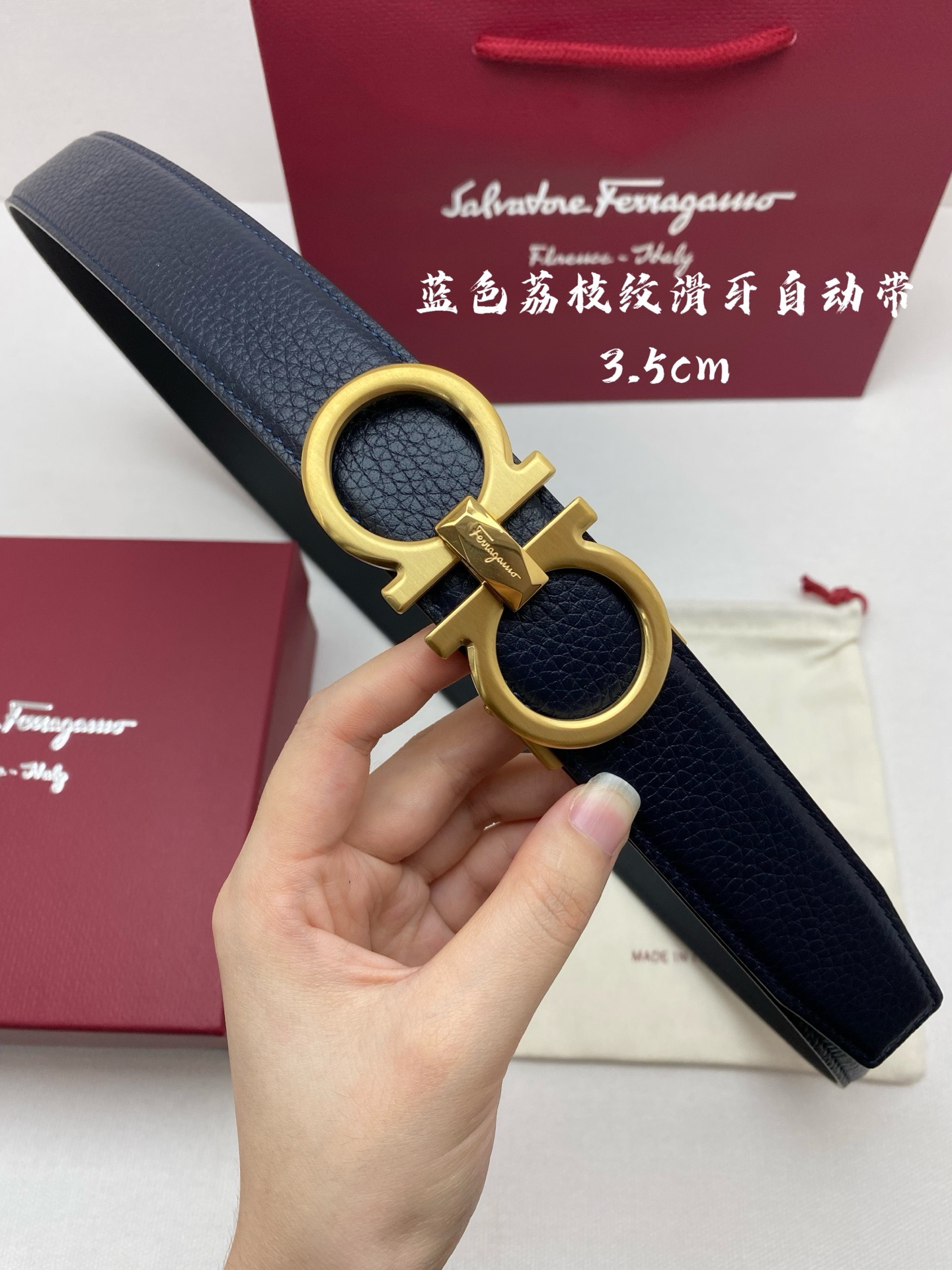 Ferragamo 페라가모 남성 자동 버클 가죽 벨트 9