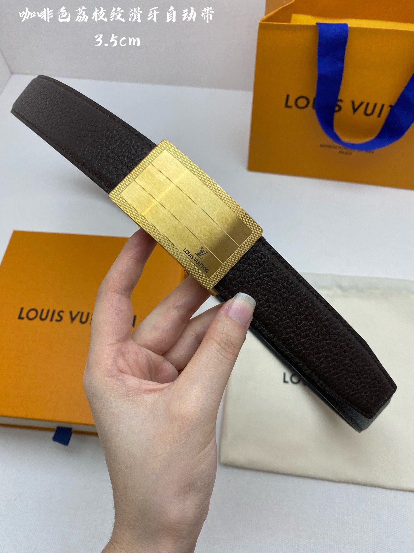 Louis Vuitton 루이비통 남성 자동 버클 가죽 벨트 3.5cm 9