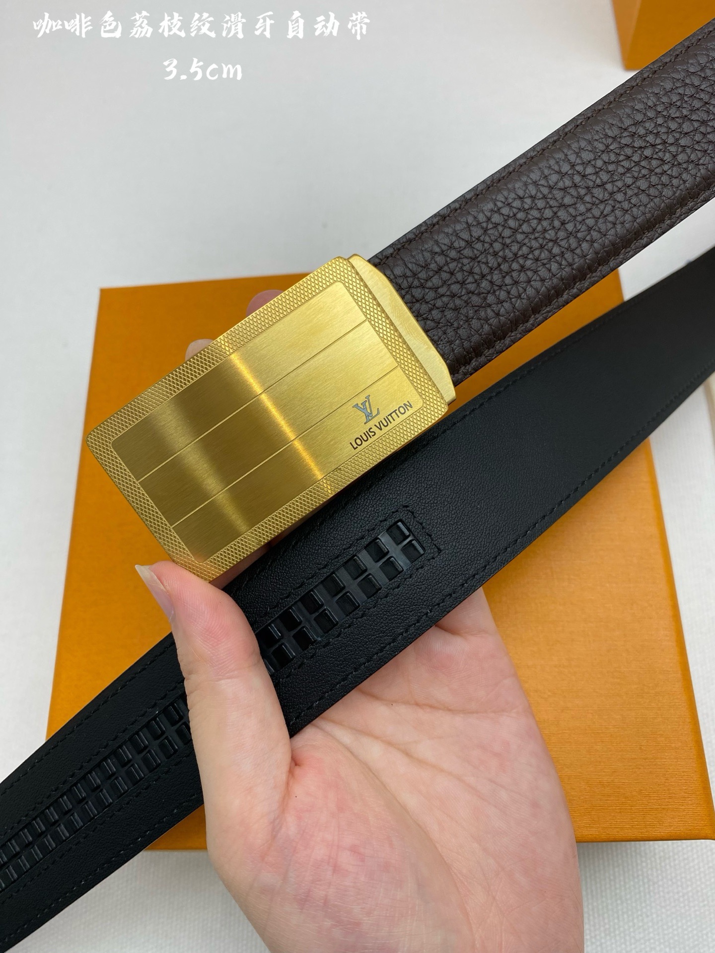 Louis Vuitton 루이비통 남성 자동 버클 가죽 벨트 3.5cm 11