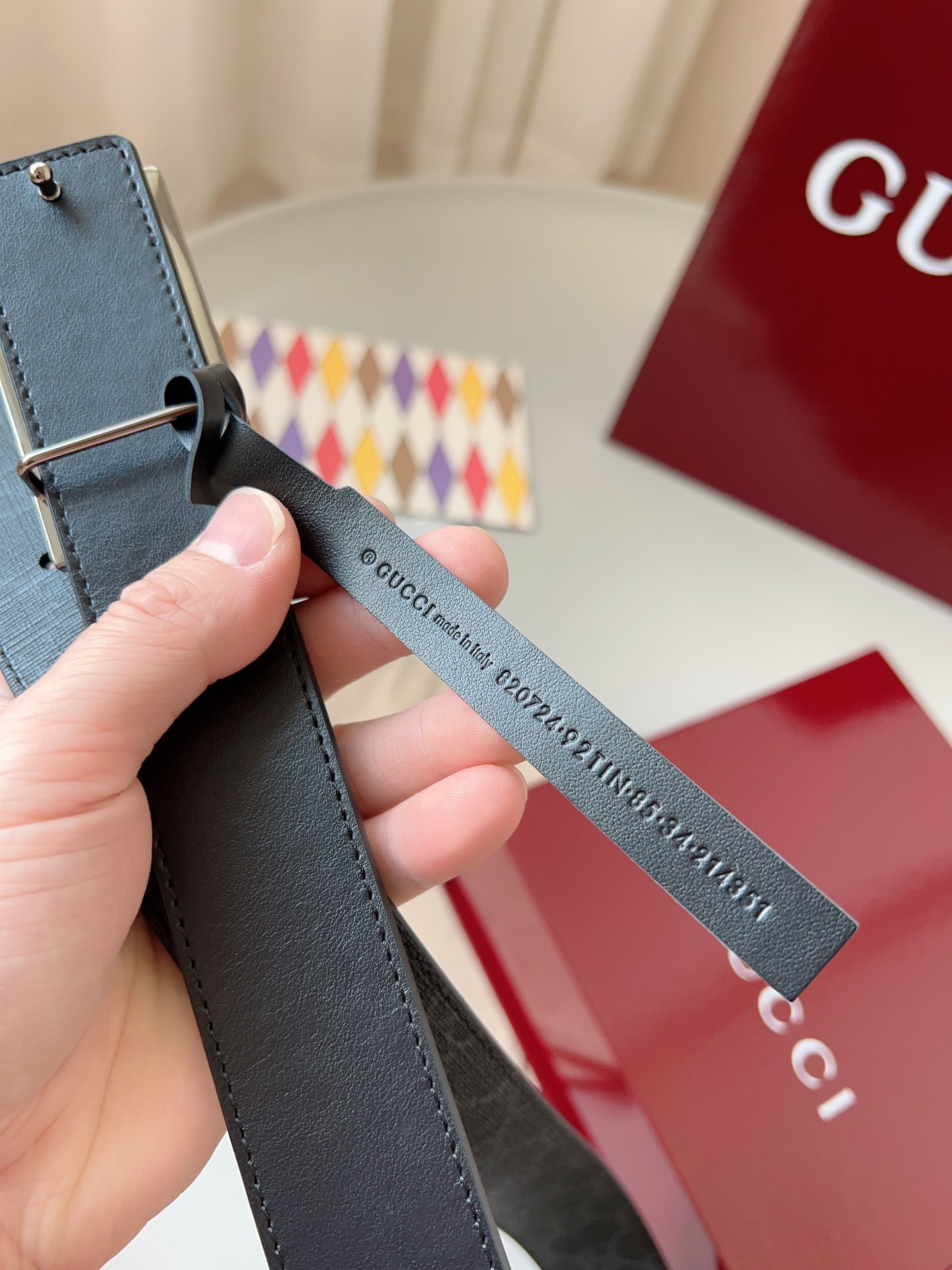 Gucci 구찌 GG 수프림 블랙 리버서블 가죽 벨트 6