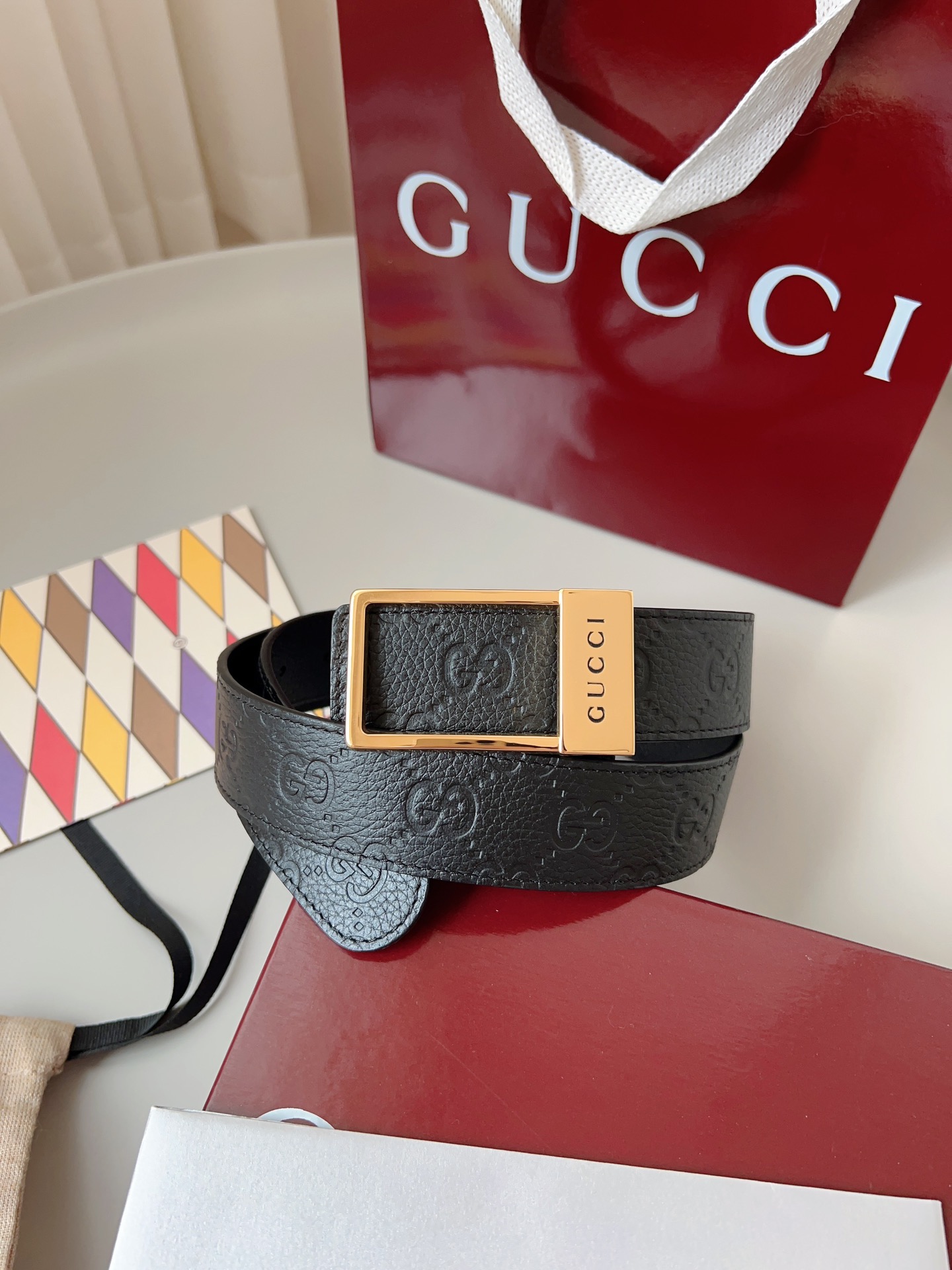 Gucci 구찌 GG 엠보 소가죽 남성 양면 벨트 3