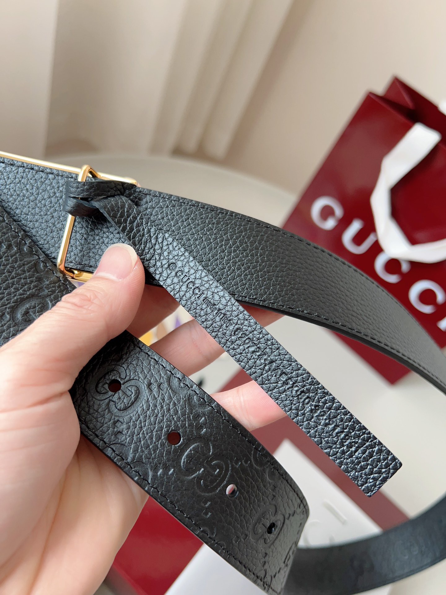 Gucci 구찌 GG 엠보 소가죽 남성 양면 벨트 4