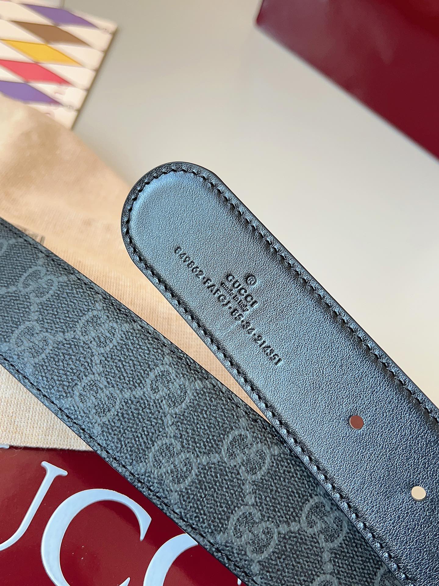 Gucci 구찌 GG 수프림 남성 리버서블 가죽 벨트 9