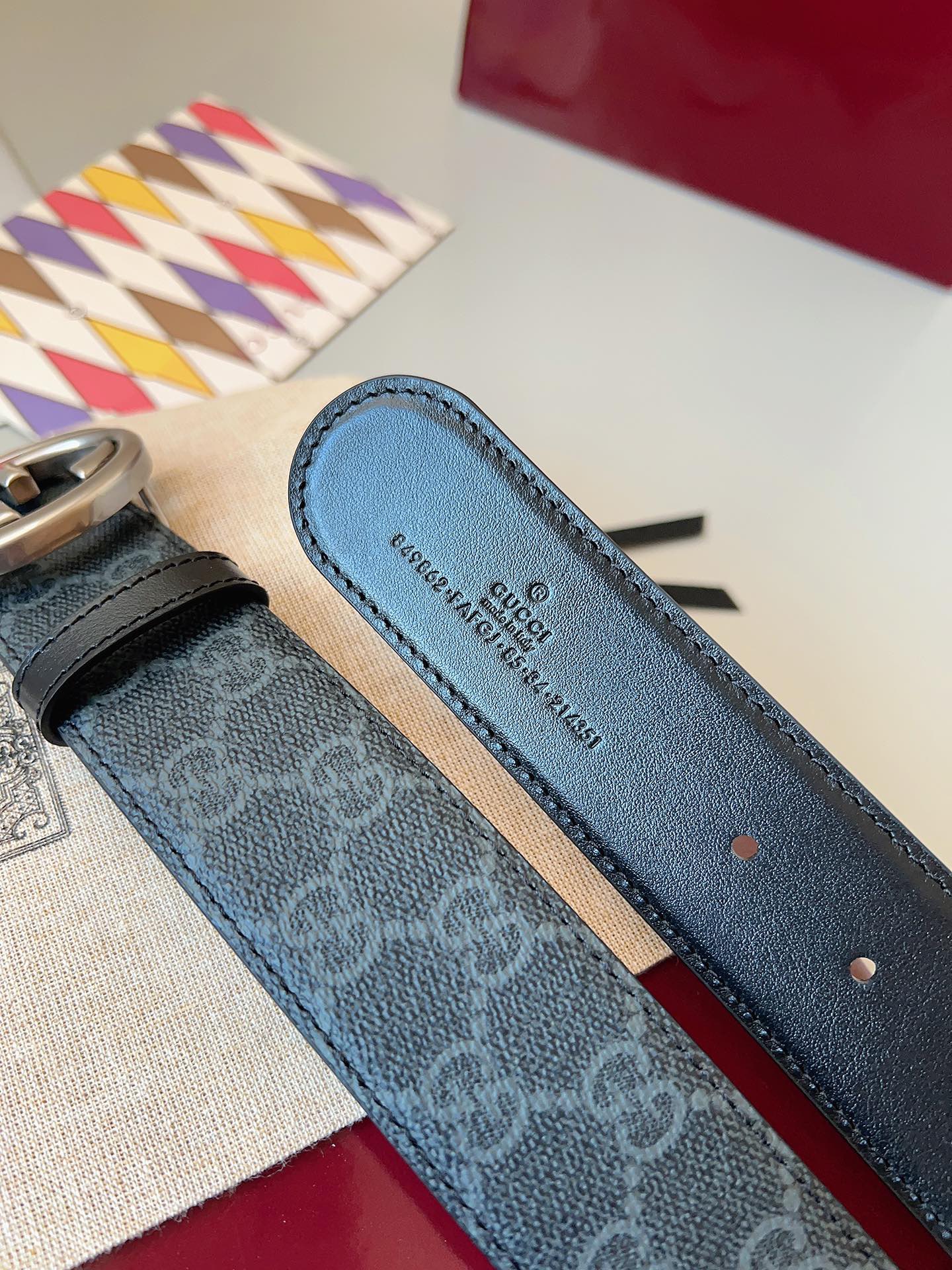 Gucci 구찌 GG 수프림 남성 리버서블 가죽 벨트 7