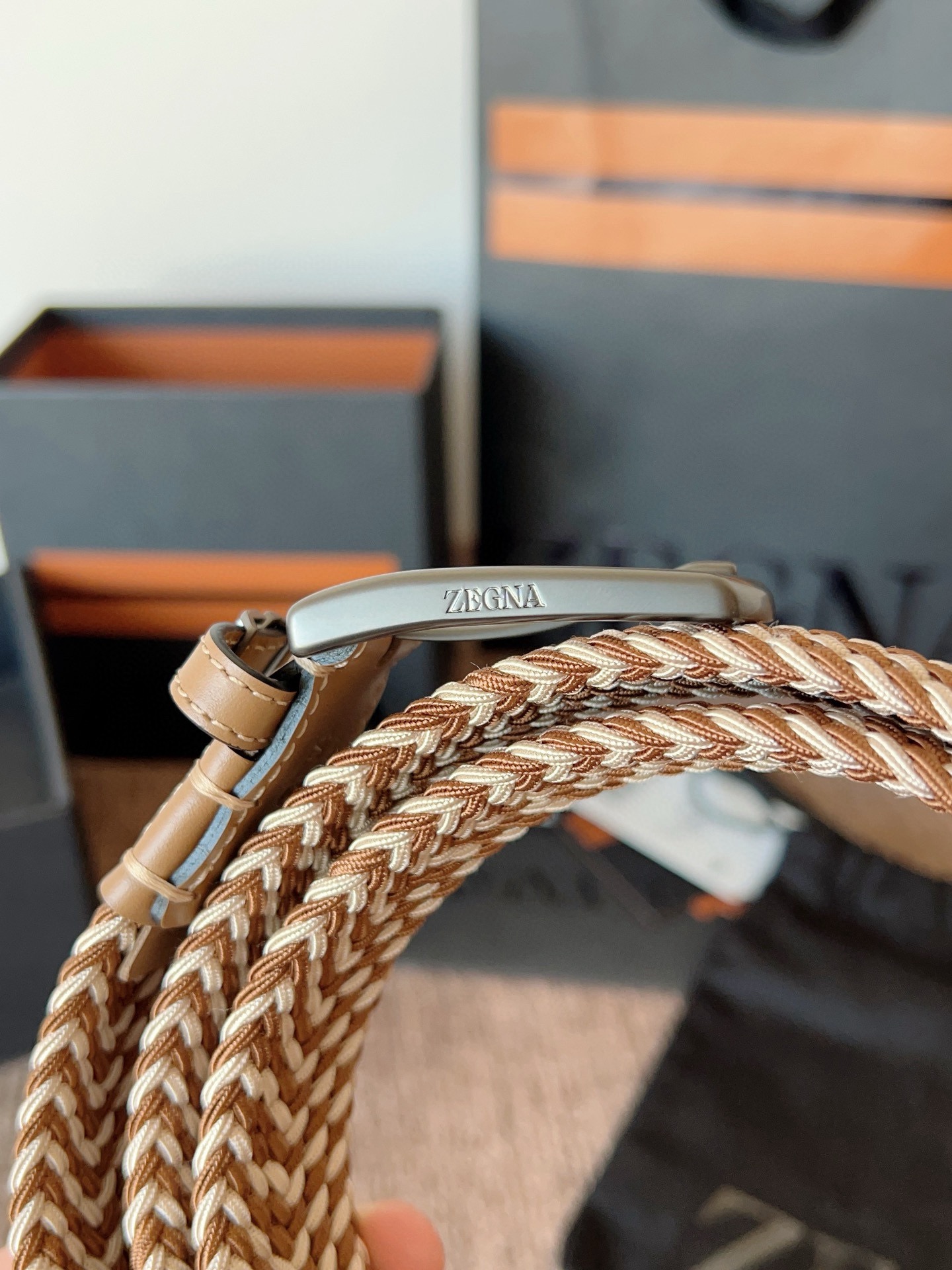 Zegna 제냐 직조 탄성 남성 벨트 6