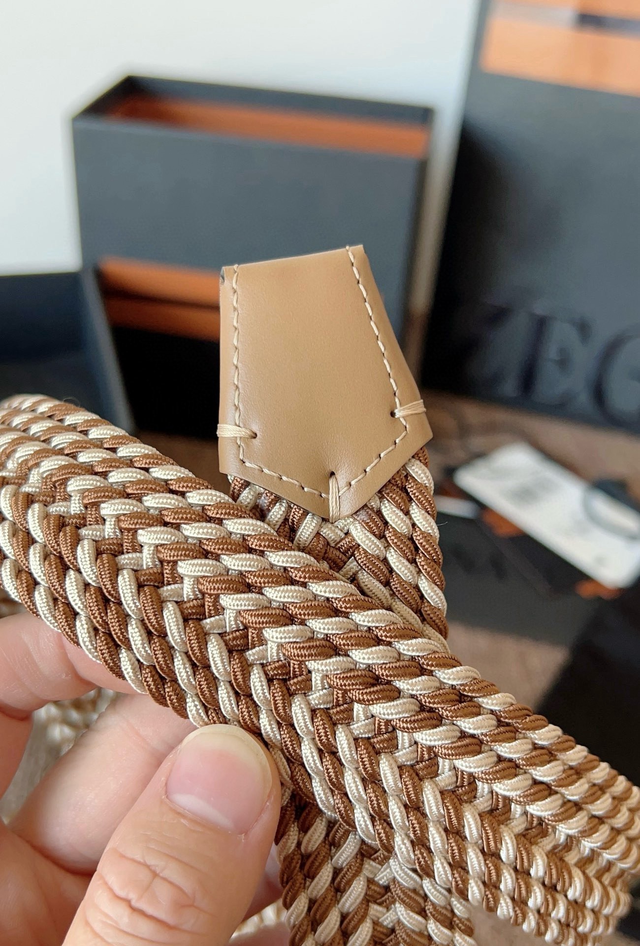 Zegna 제냐 직조 탄성 남성 벨트 7