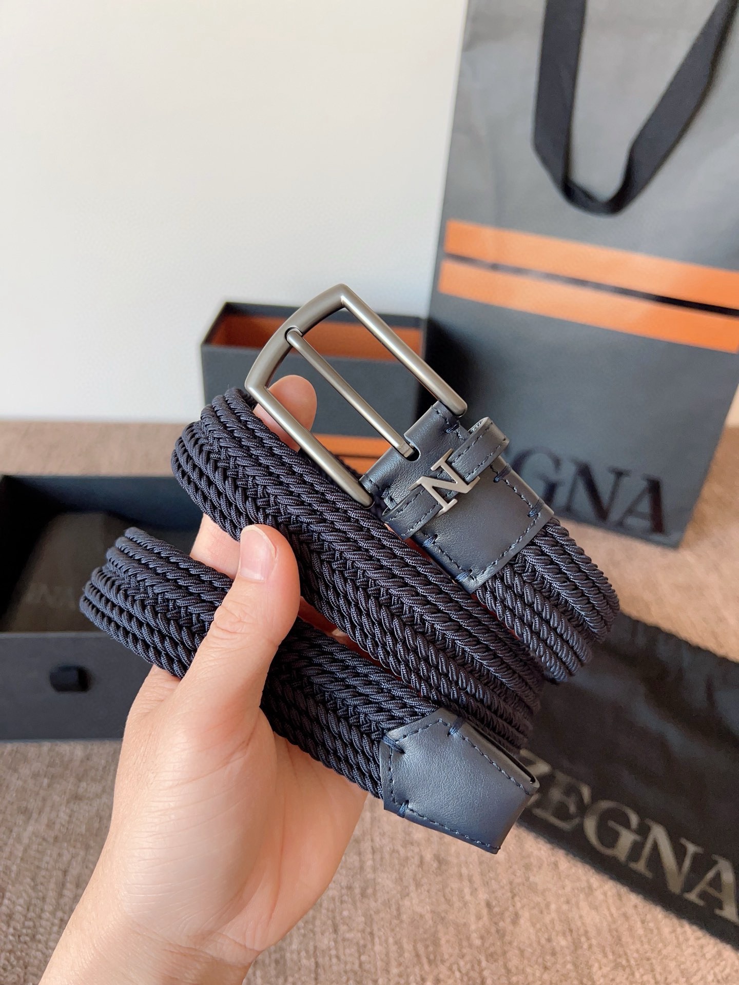 Zegna 제냐 직조 탄성 남성 벨트 1