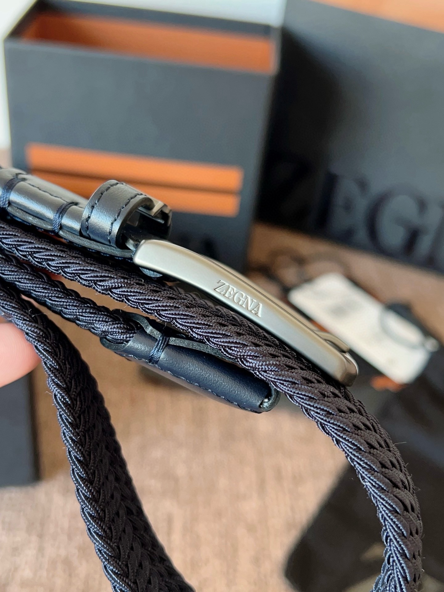 Zegna 제냐 직조 탄성 남성 벨트 5