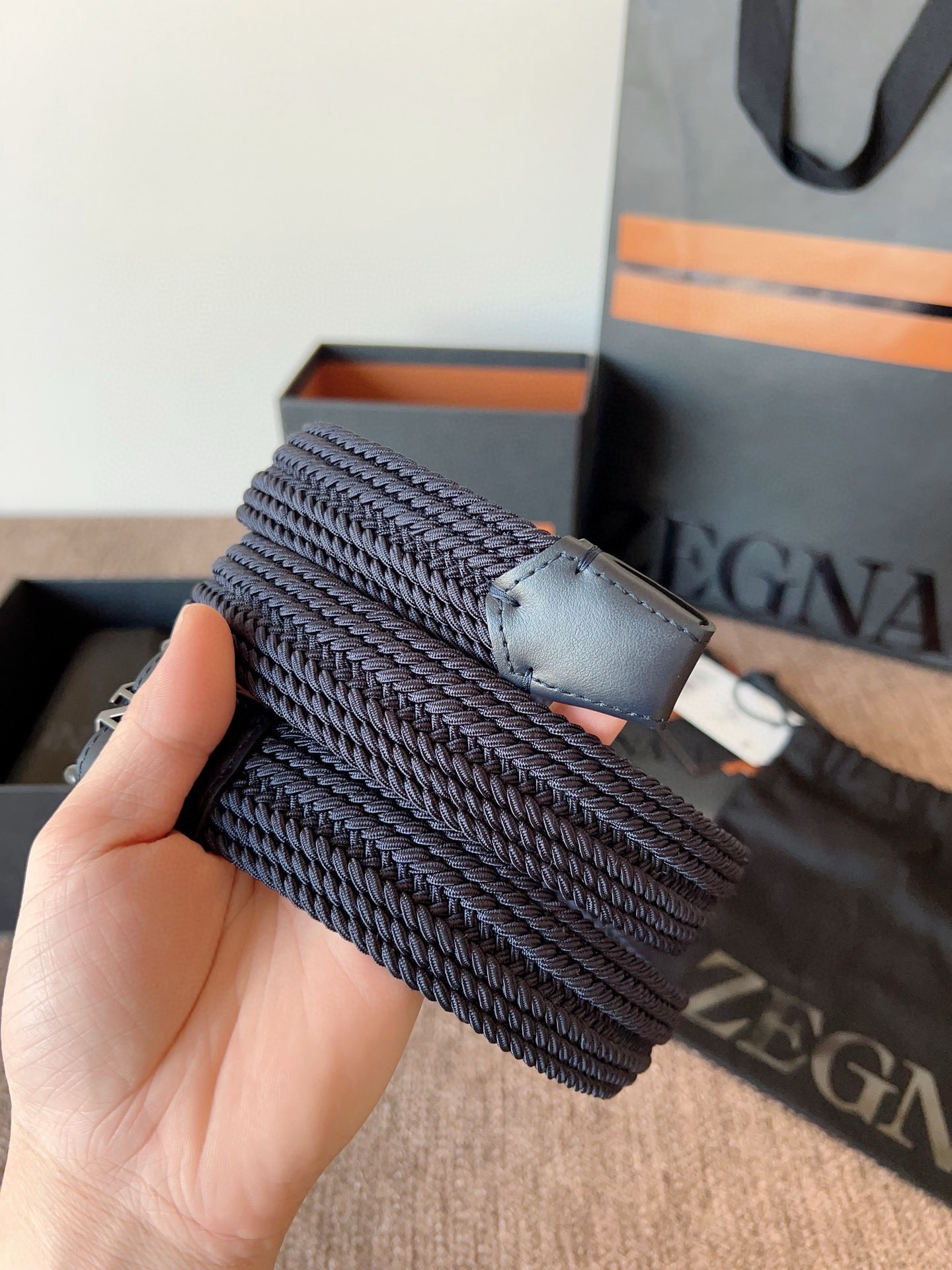 Zegna 제냐 직조 탄성 남성 벨트 7