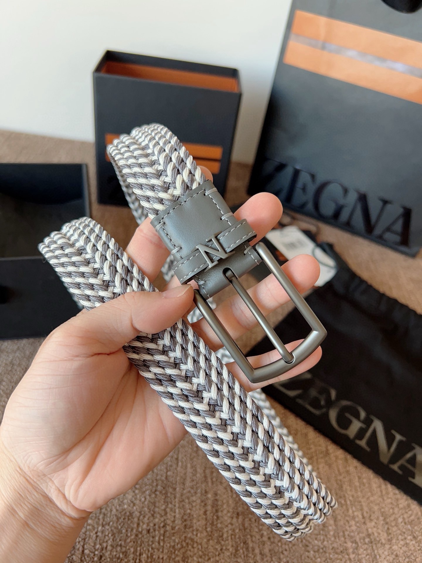 Zegna 제냐 직조 탄성 남성 벨트 2