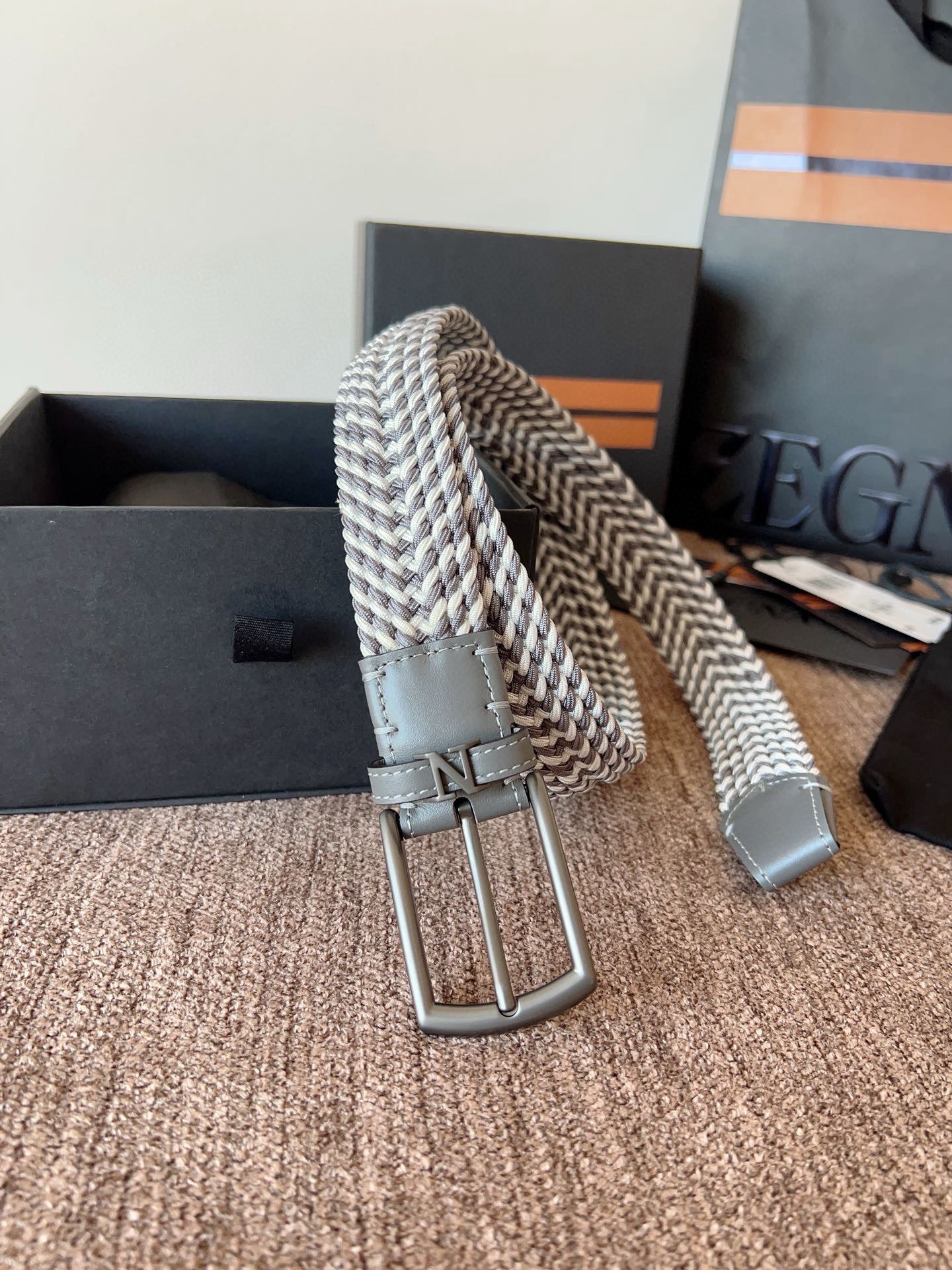 Zegna 제냐 직조 탄성 남성 벨트 5