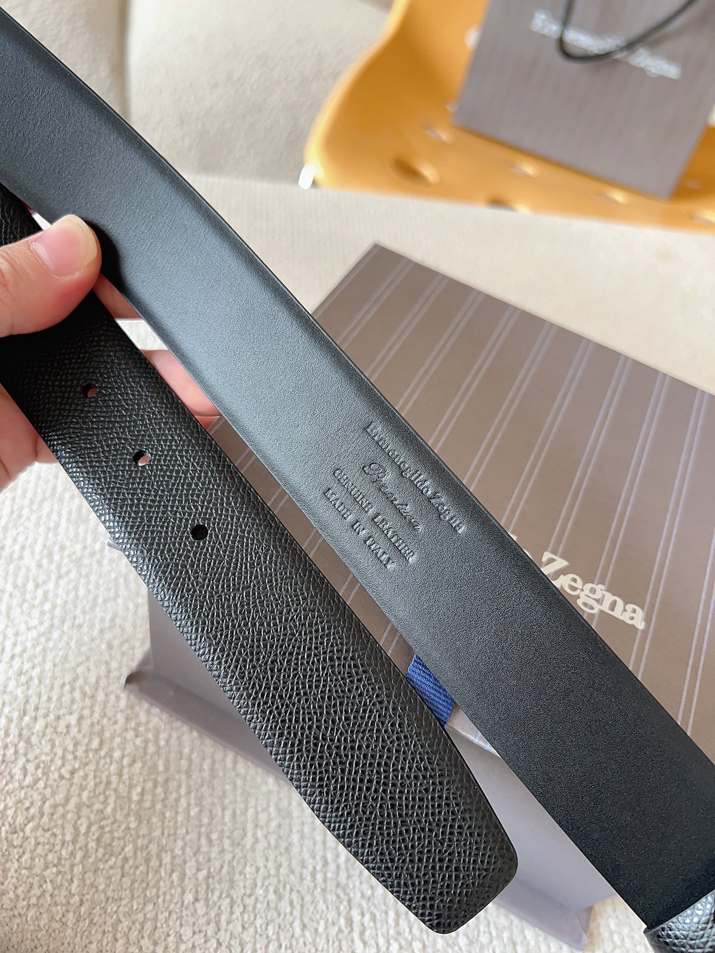 Zegna 제냐 블랙 소가죽 벨트 8