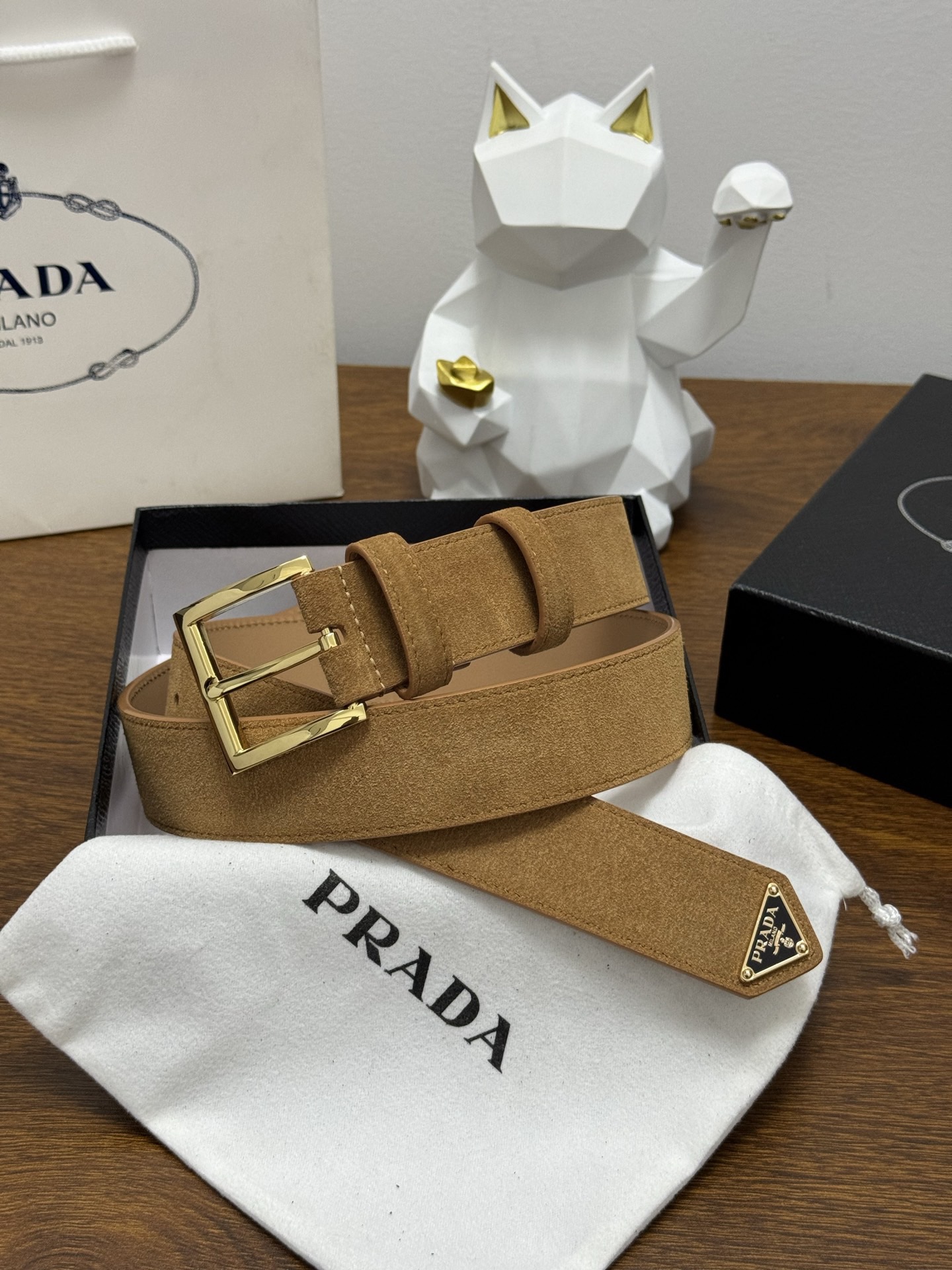PRADA 프라다 스웨이드 가죽 벨트 7
