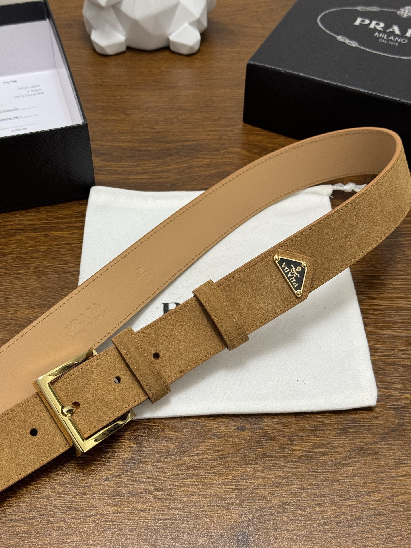 PRADA 프라다 스웨이드 가죽 벨트 8