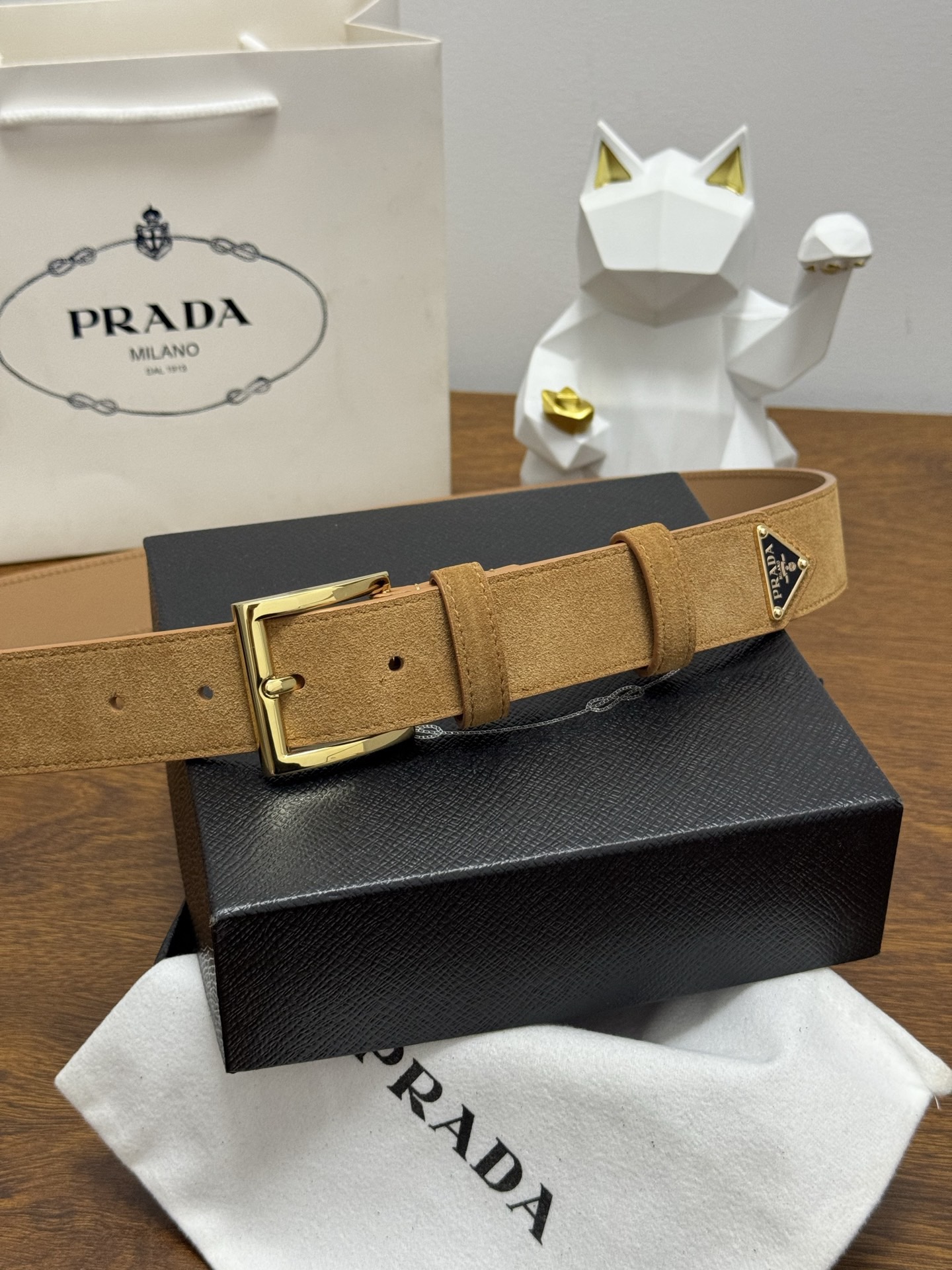 PRADA 프라다 스웨이드 가죽 벨트 9