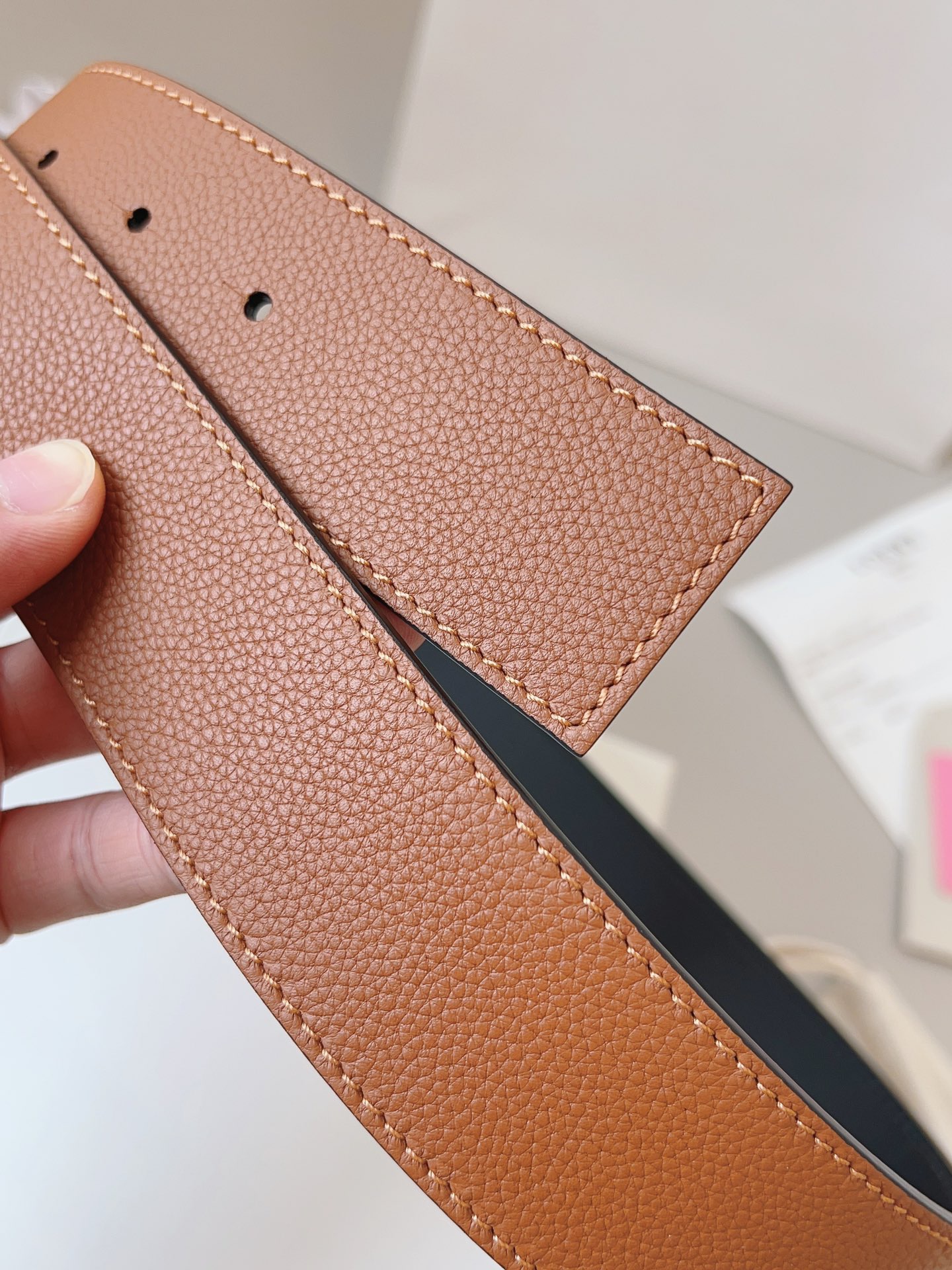 Loewe 로에베 양면 가죽 Anagram 버클 벨트 7