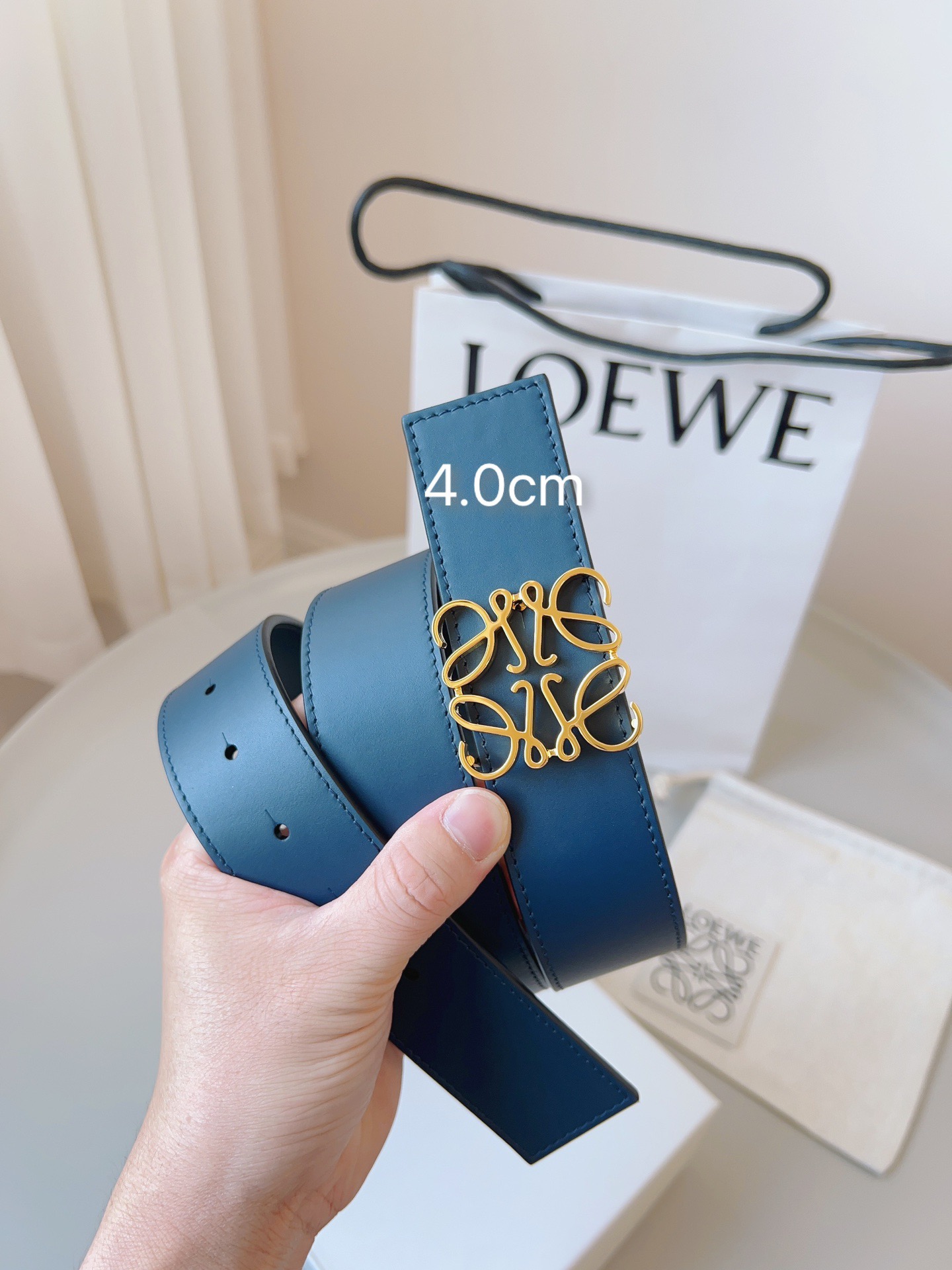 Loewe 로에베 양면 가죽 Anagram 버클 벨트 1