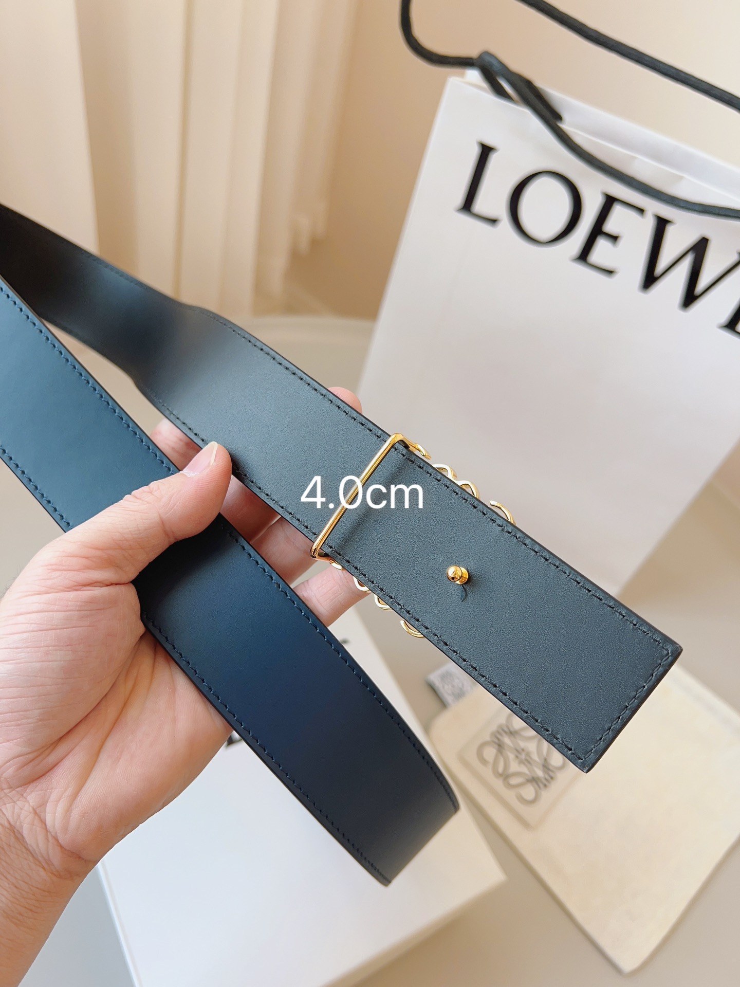 Loewe 로에베 양면 가죽 Anagram 버클 벨트 2