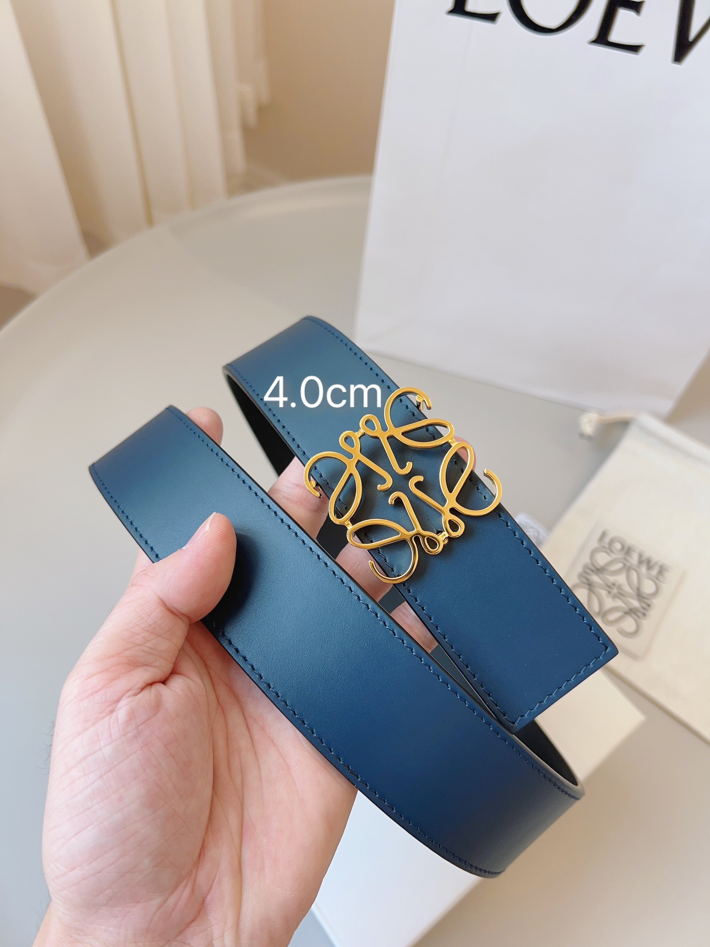 Loewe 로에베 양면 가죽 Anagram 버클 벨트 3