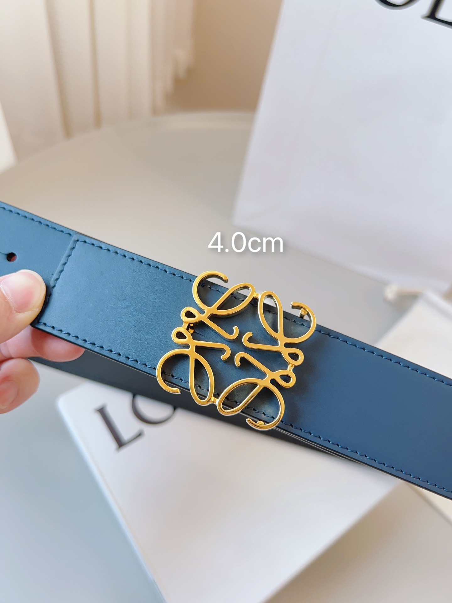 Loewe 로에베 양면 가죽 Anagram 버클 벨트 7