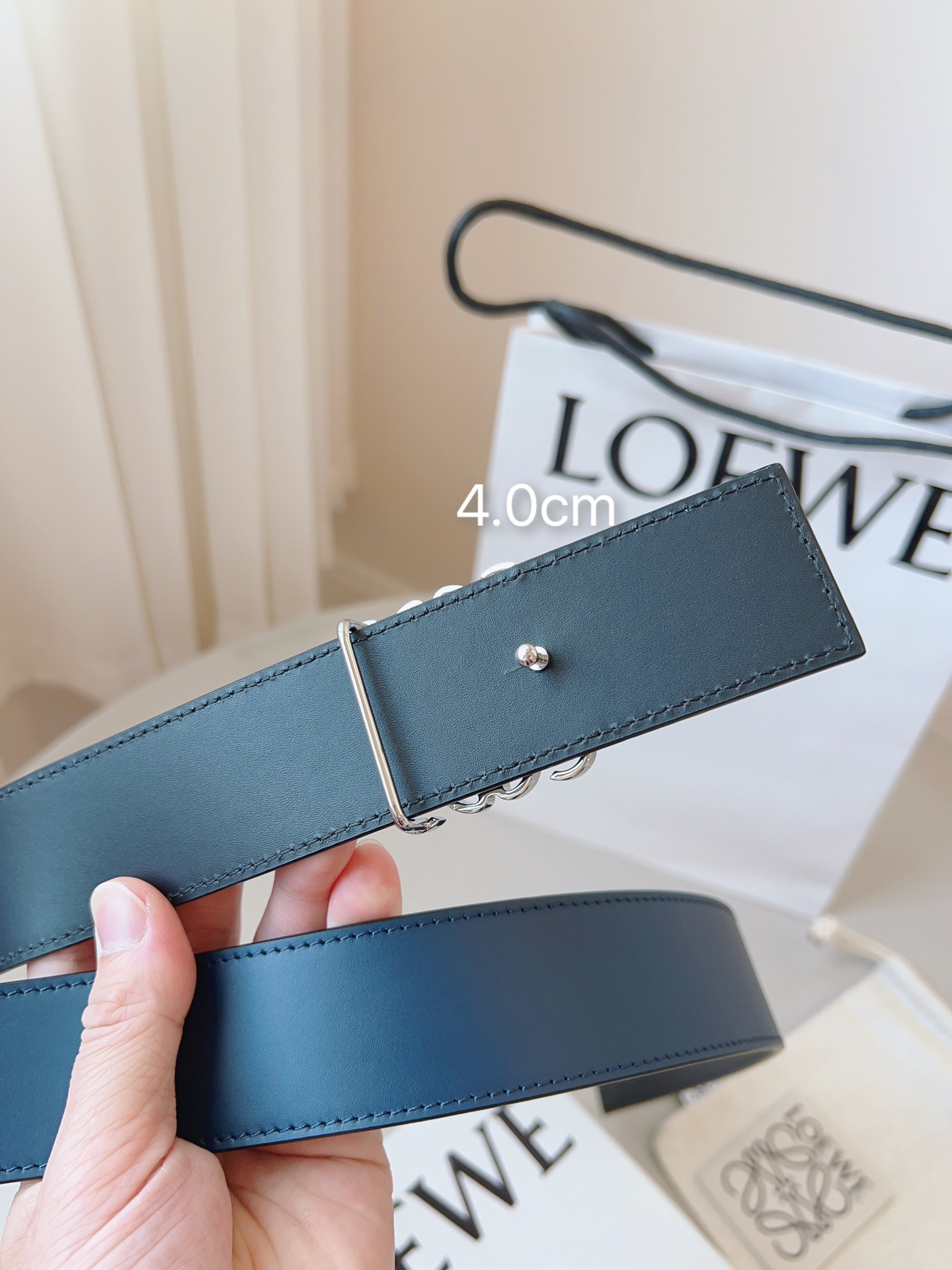 Loewe 로에베 양면 가죽 Anagram 버클 벨트 2