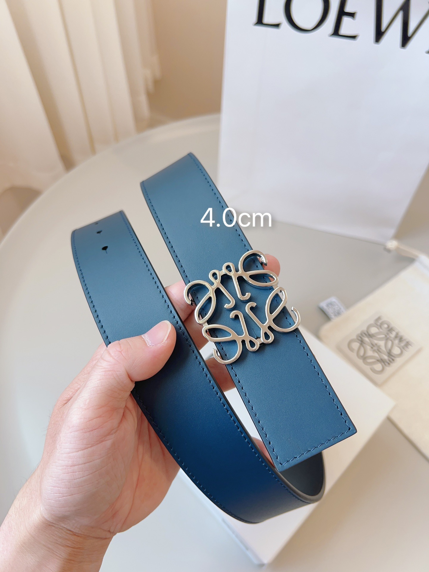 Loewe 로에베 양면 가죽 Anagram 버클 벨트 3