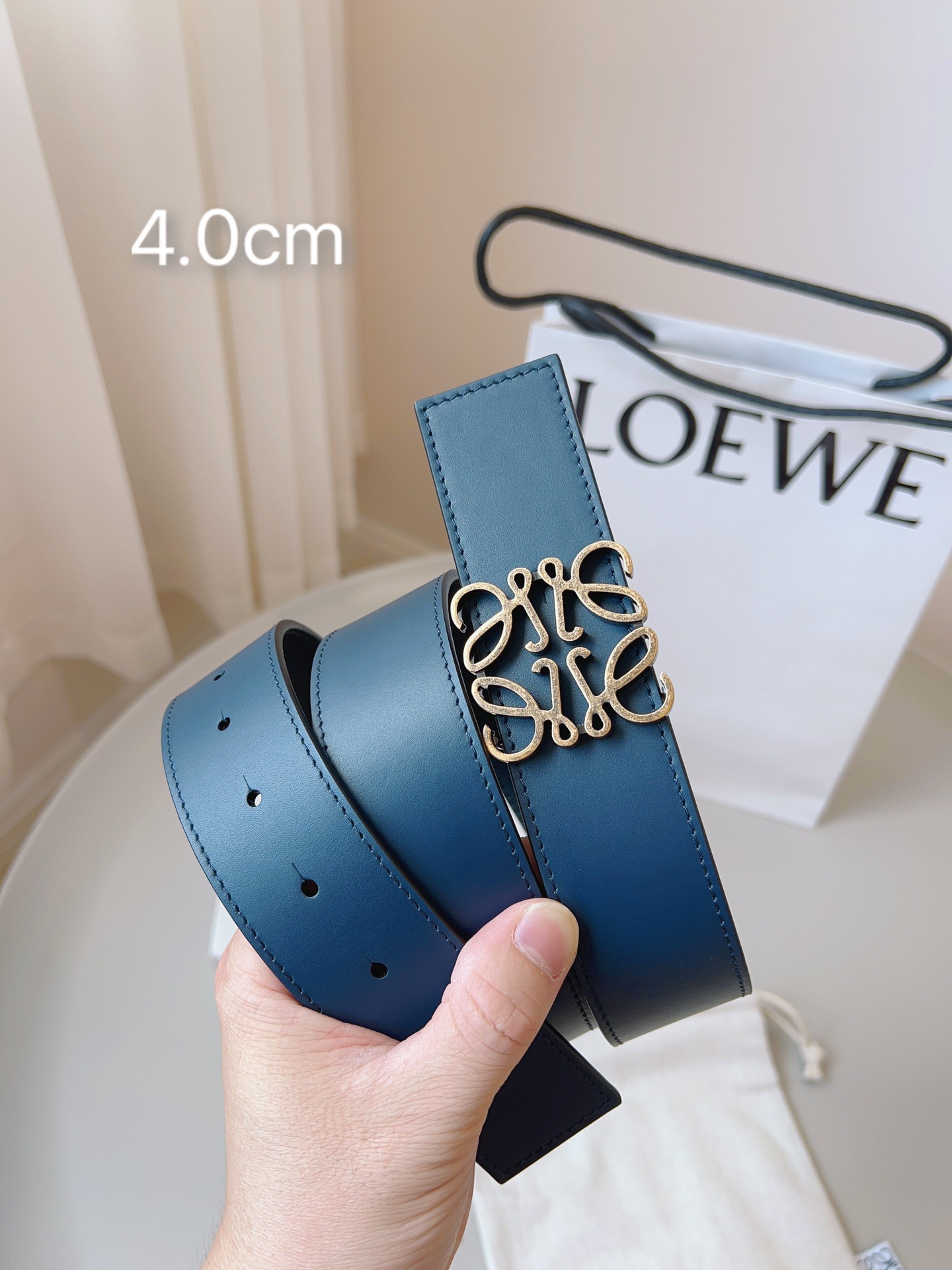 Loewe 로에베 양면 가죽 Anagram 버클 벨트 1