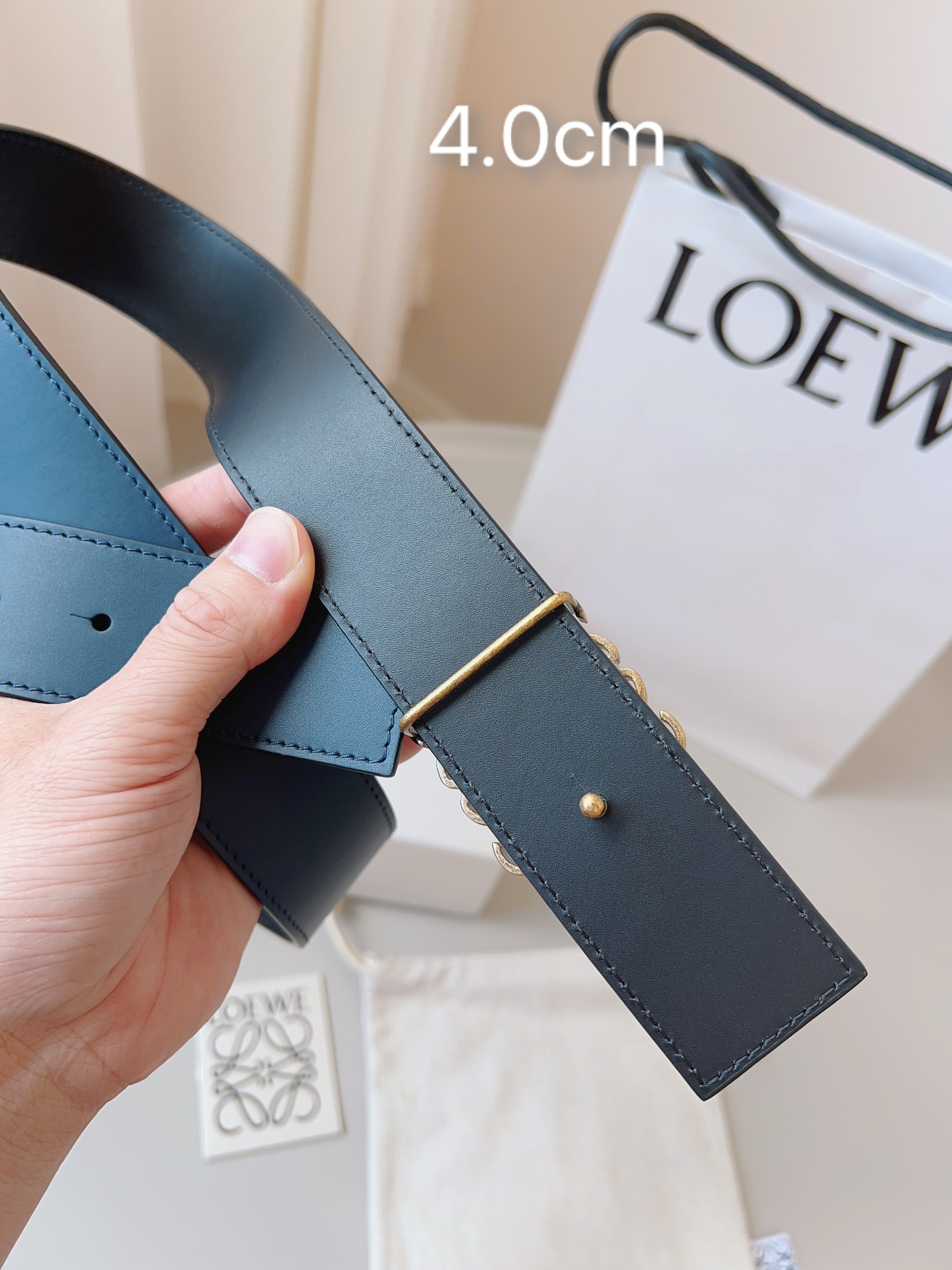 Loewe 로에베 양면 가죽 Anagram 버클 벨트 2