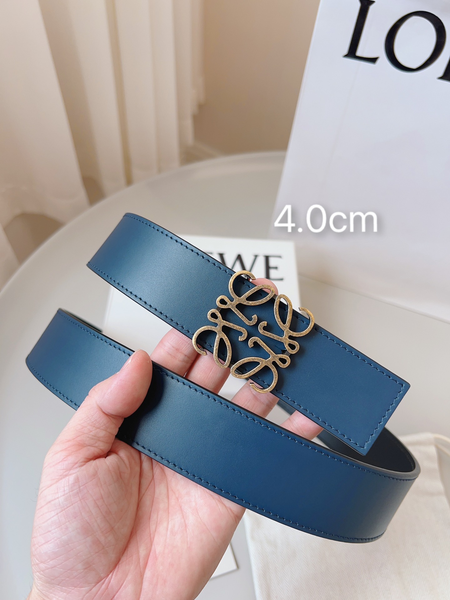 Loewe 로에베 양면 가죽 Anagram 버클 벨트 5