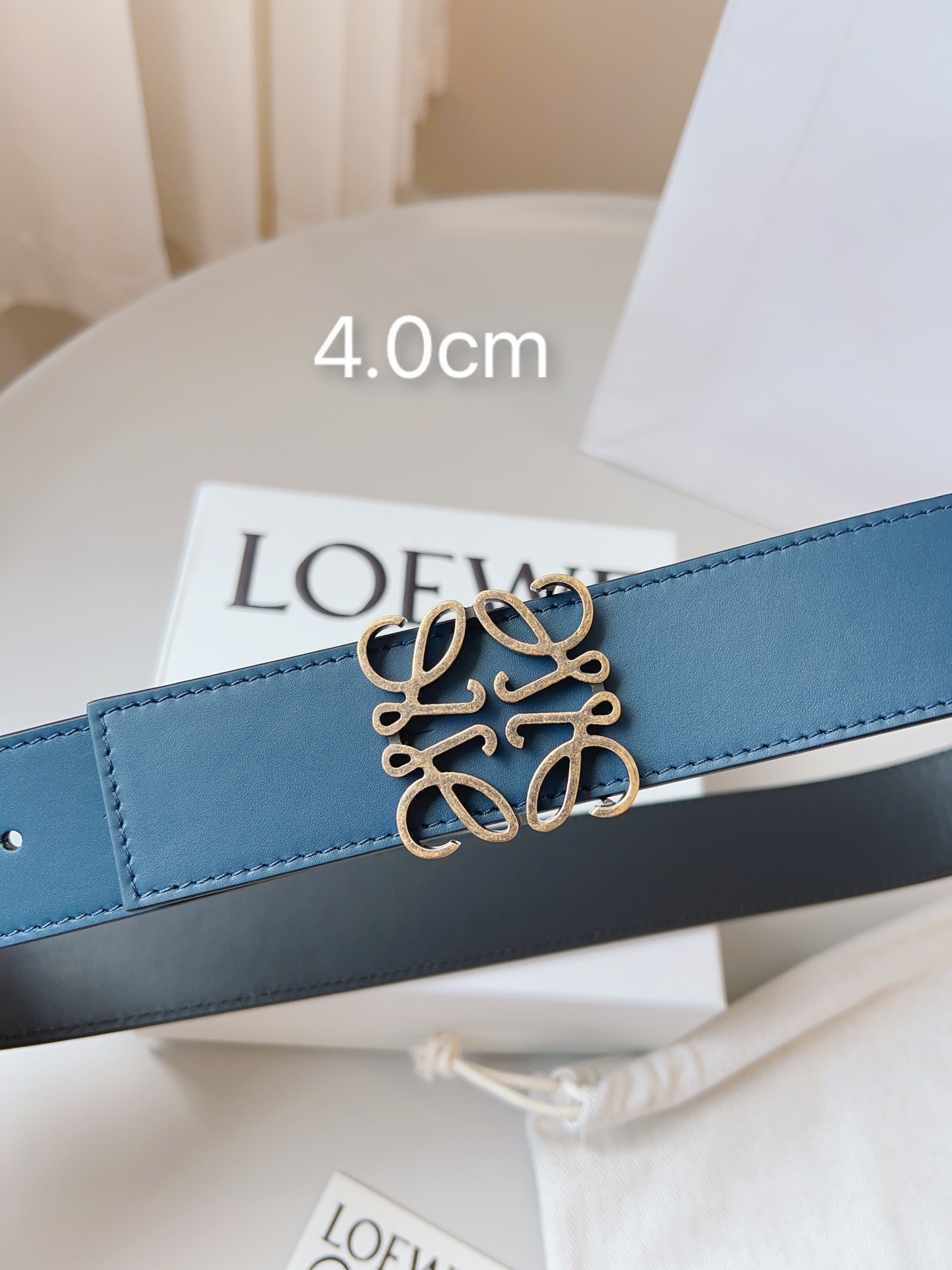 Loewe 로에베 양면 가죽 Anagram 버클 벨트 7