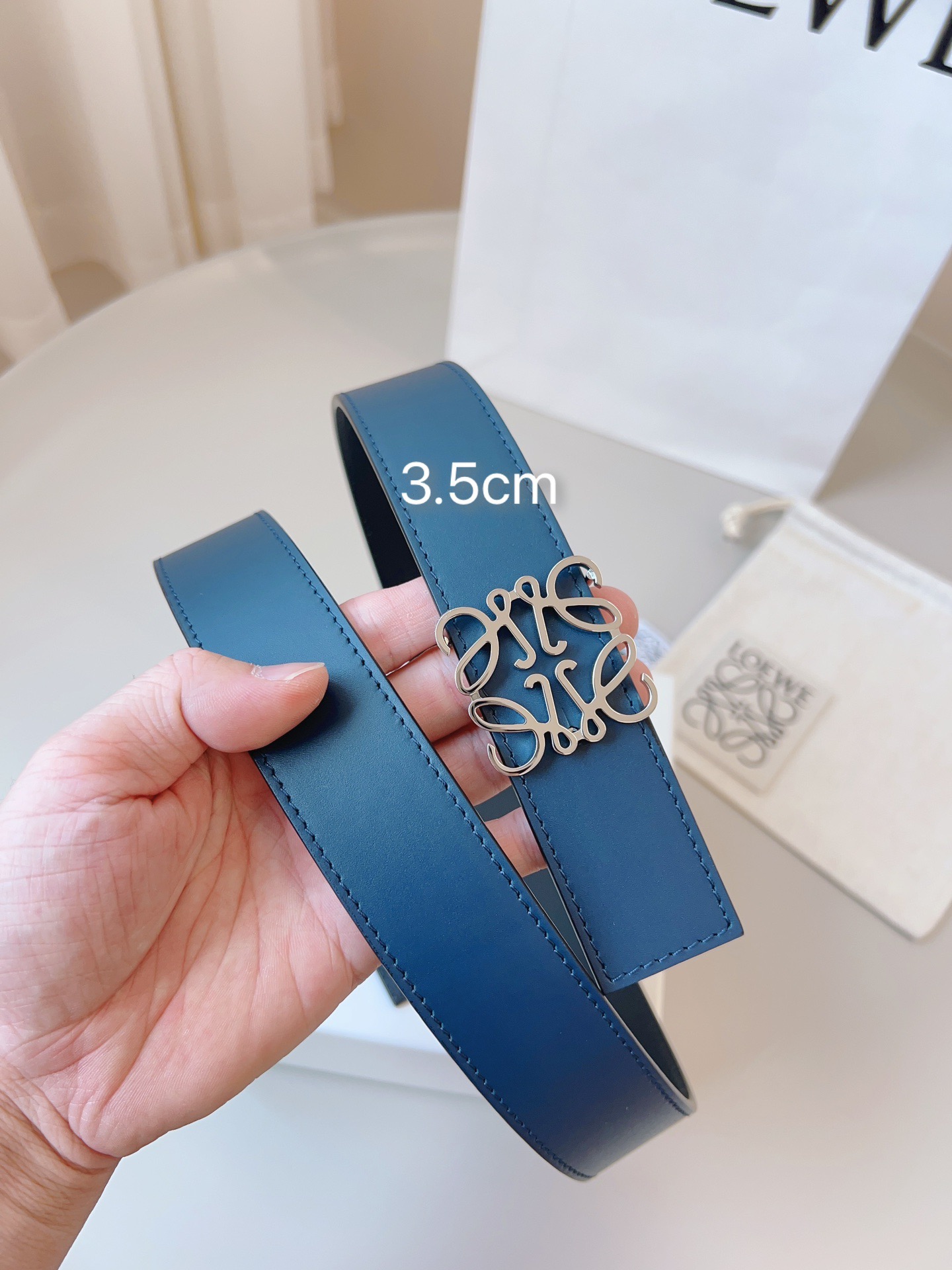 Loewe 로에베 양면 가죽 Anagram 버클 벨트 2