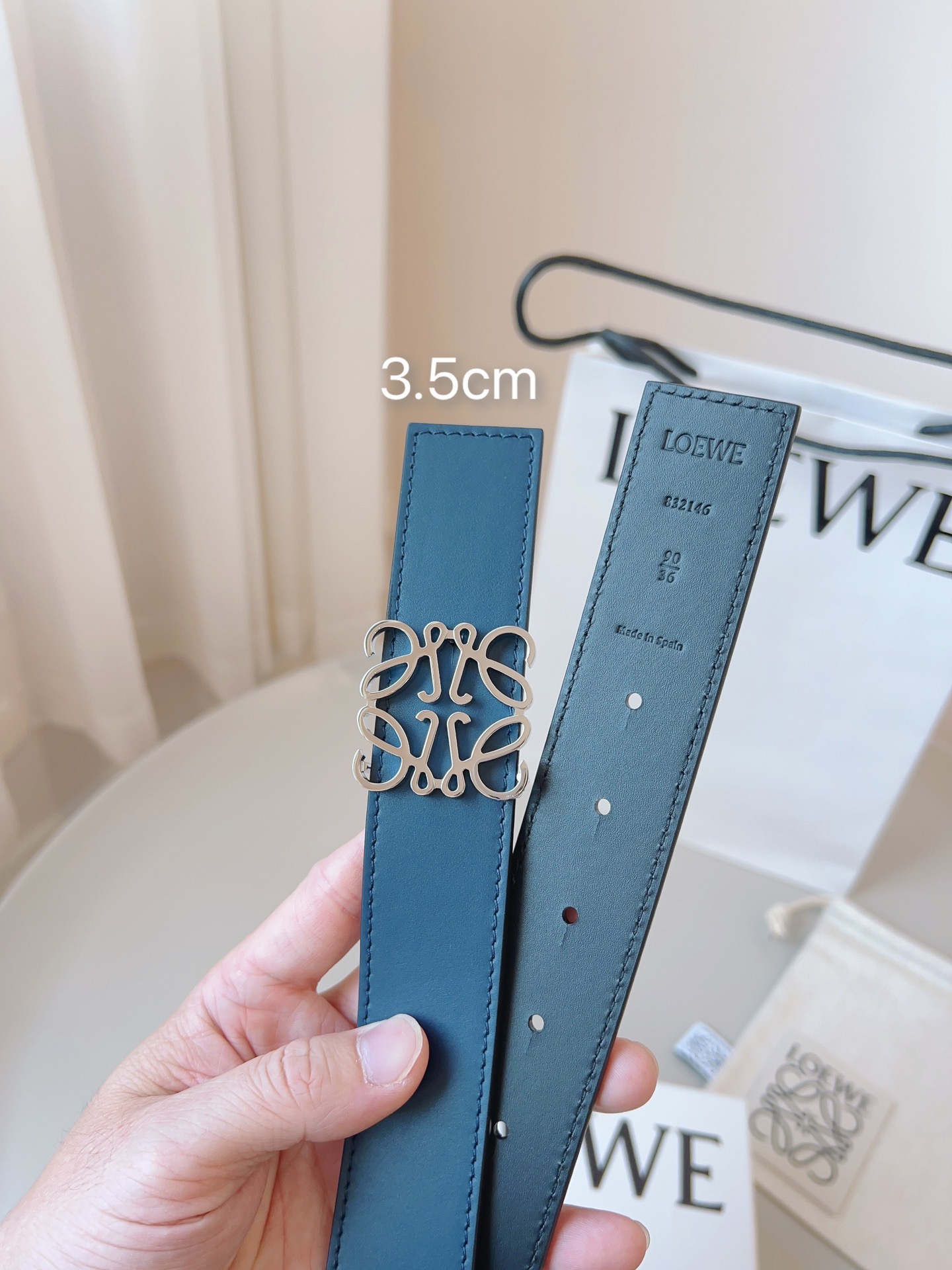 Loewe 로에베 양면 가죽 Anagram 버클 벨트 3