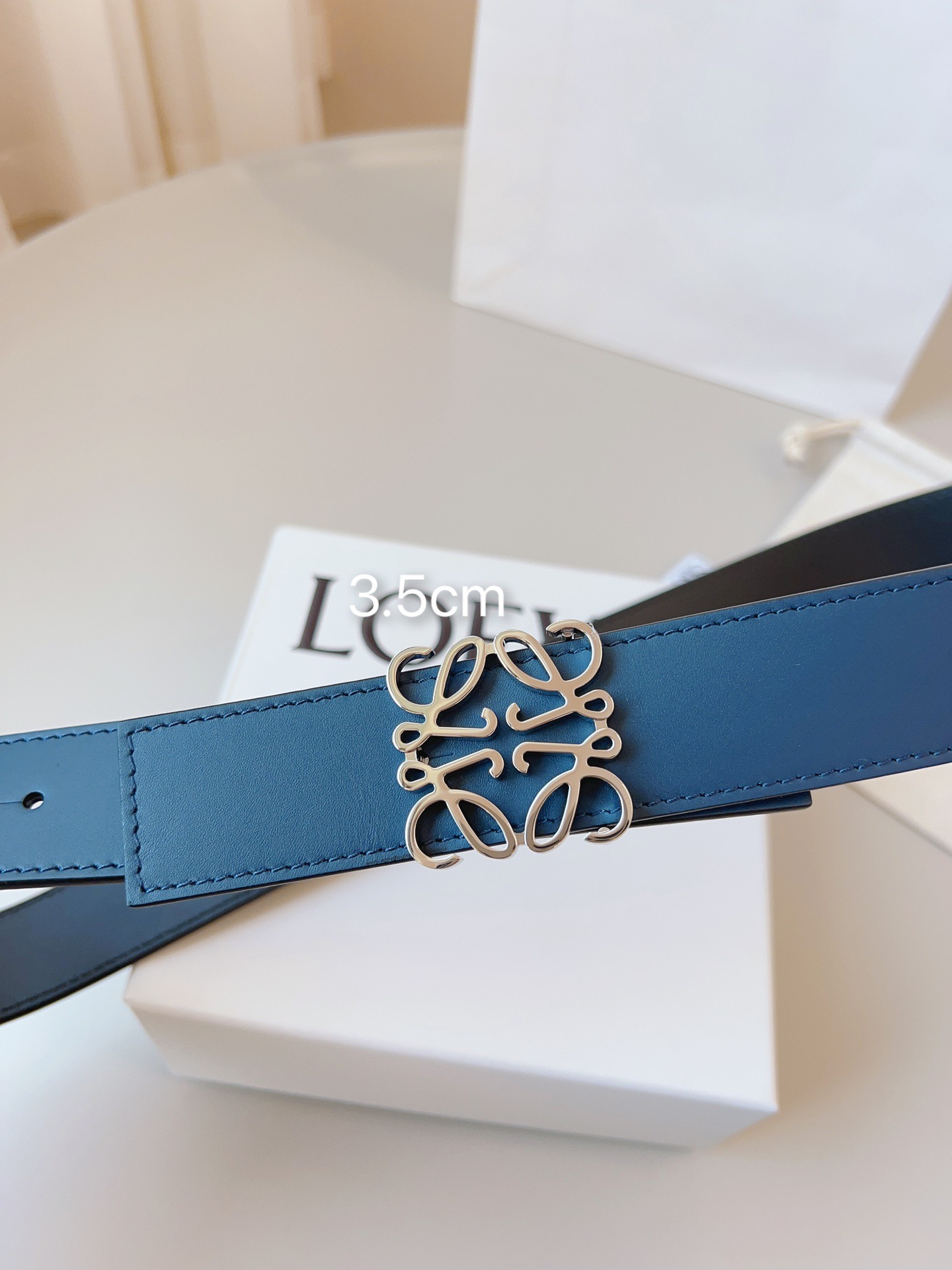 Loewe 로에베 양면 가죽 Anagram 버클 벨트 5