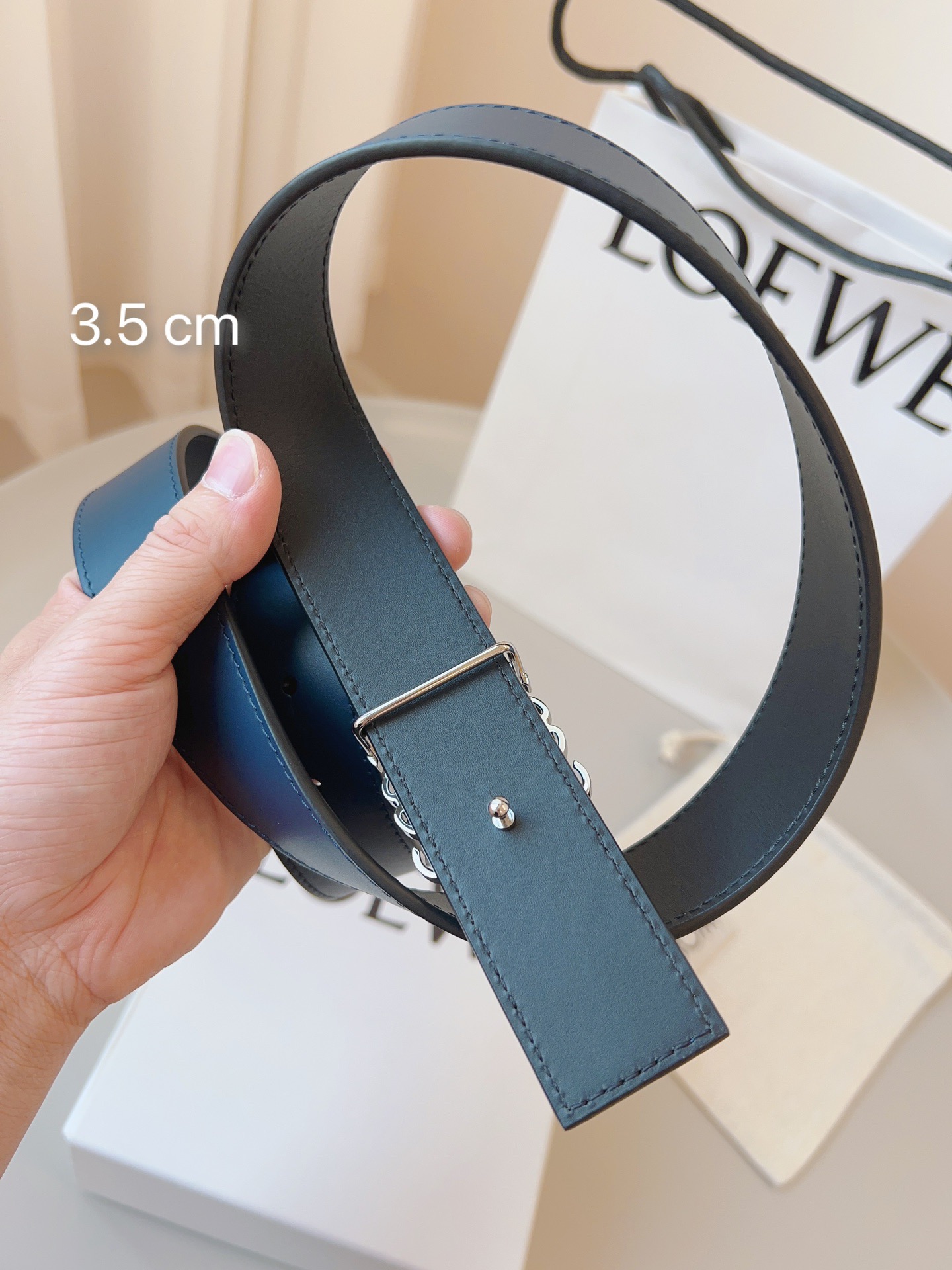 Loewe 로에베 양면 가죽 Anagram 버클 벨트 6