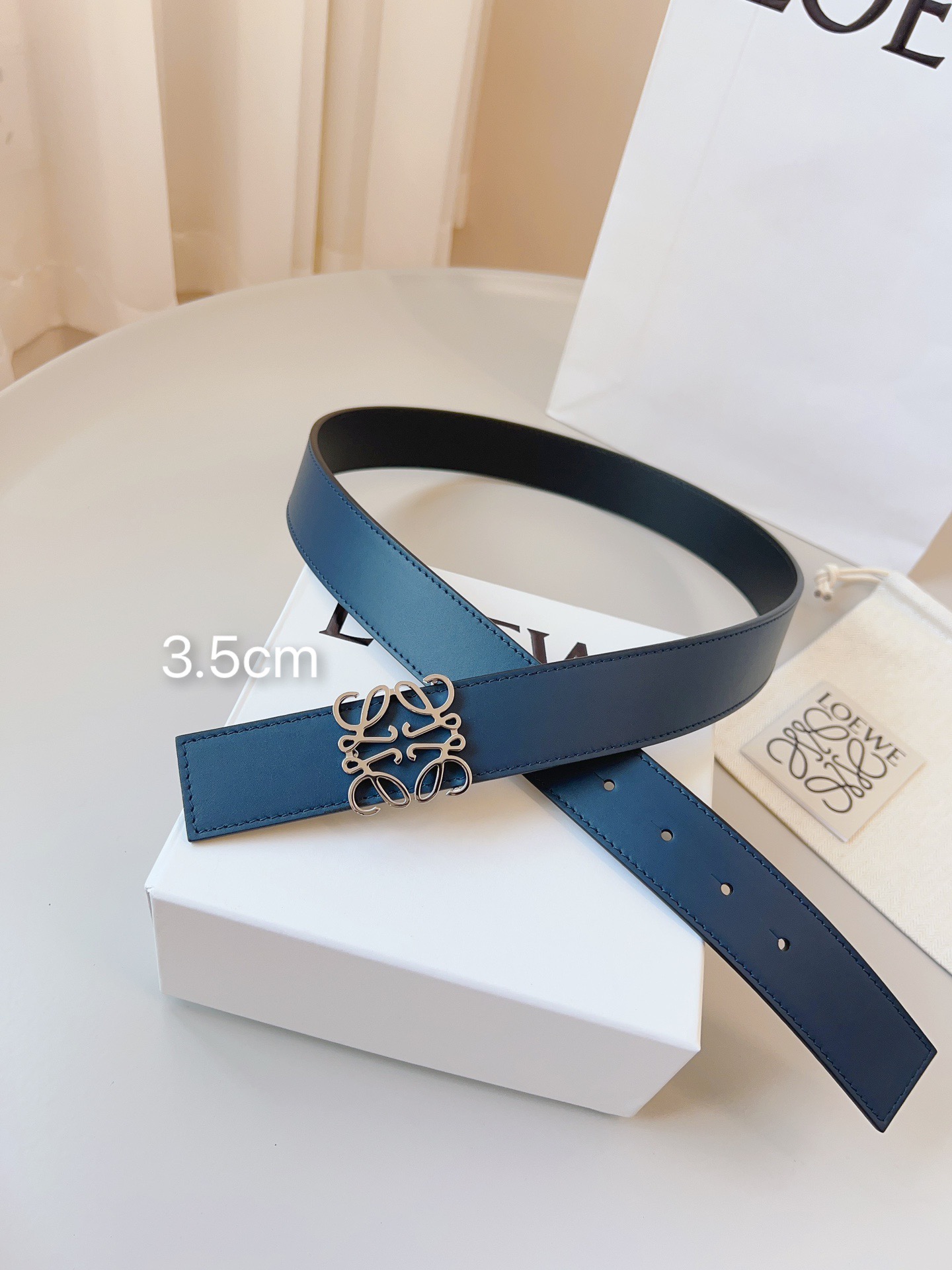 Loewe 로에베 양면 가죽 Anagram 버클 벨트 7