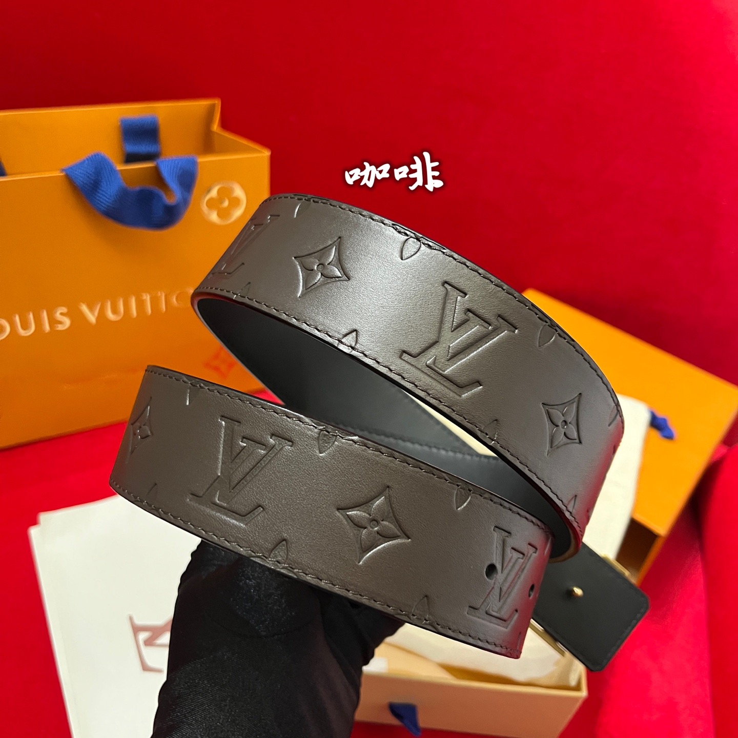 Louis Vuitton 루이비통 루이 비통 남성 진주 장식 모노그램 가죽 벨트 3